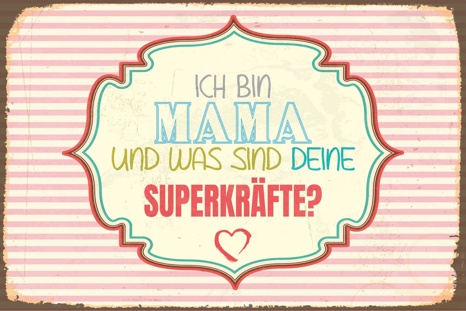 queence Metallbild »Superkraft« Herzen | Schriftzug | Schriftzüge | Schuh | Schuhe | Sprüche | Sprüche & Texte 1 Stk. tlg. Stahlschilder