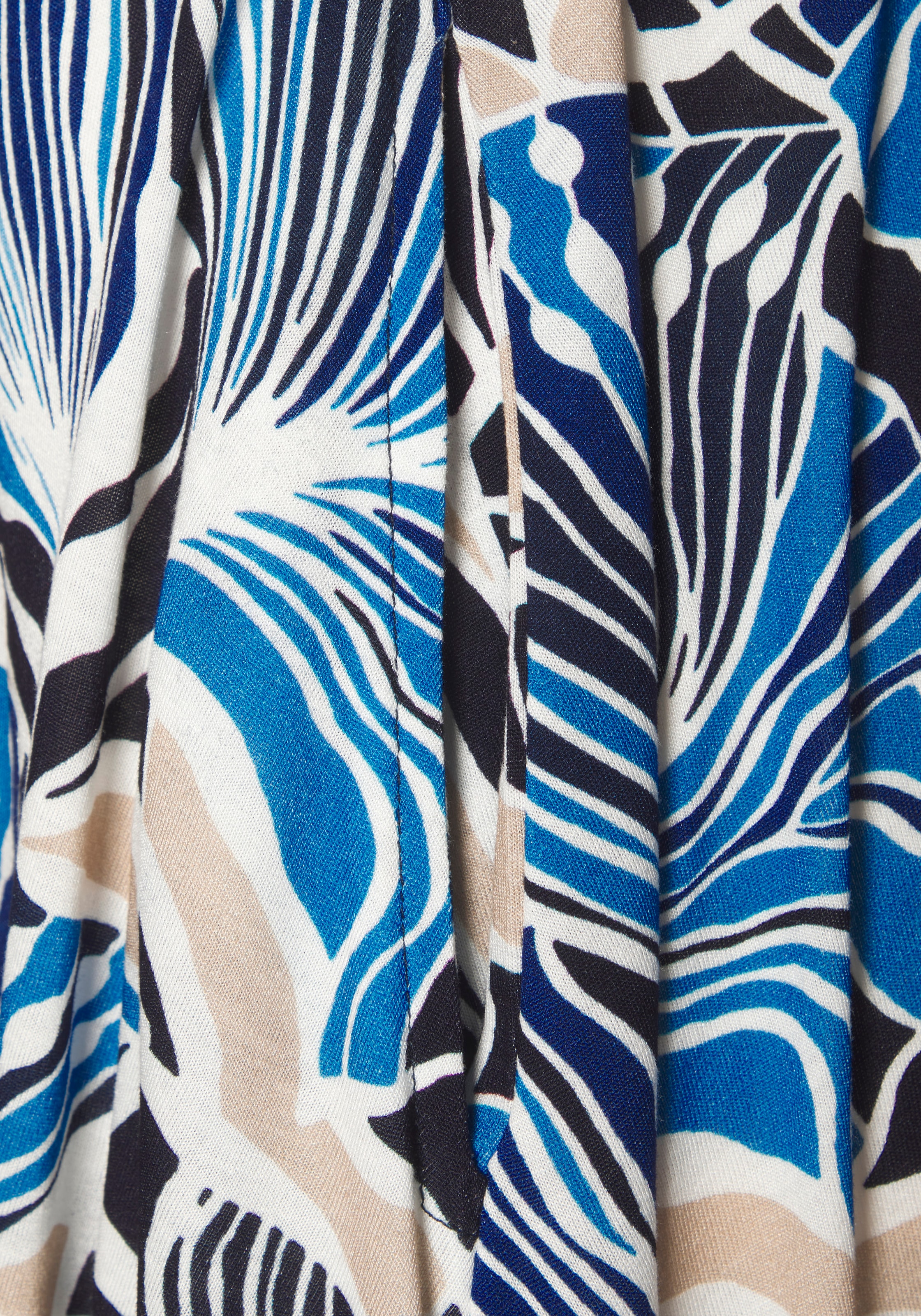 LASCANA Jerseykleid mit Paperbag-Bund und bedrucktem Rock, kurzärmliges Sommerkleid