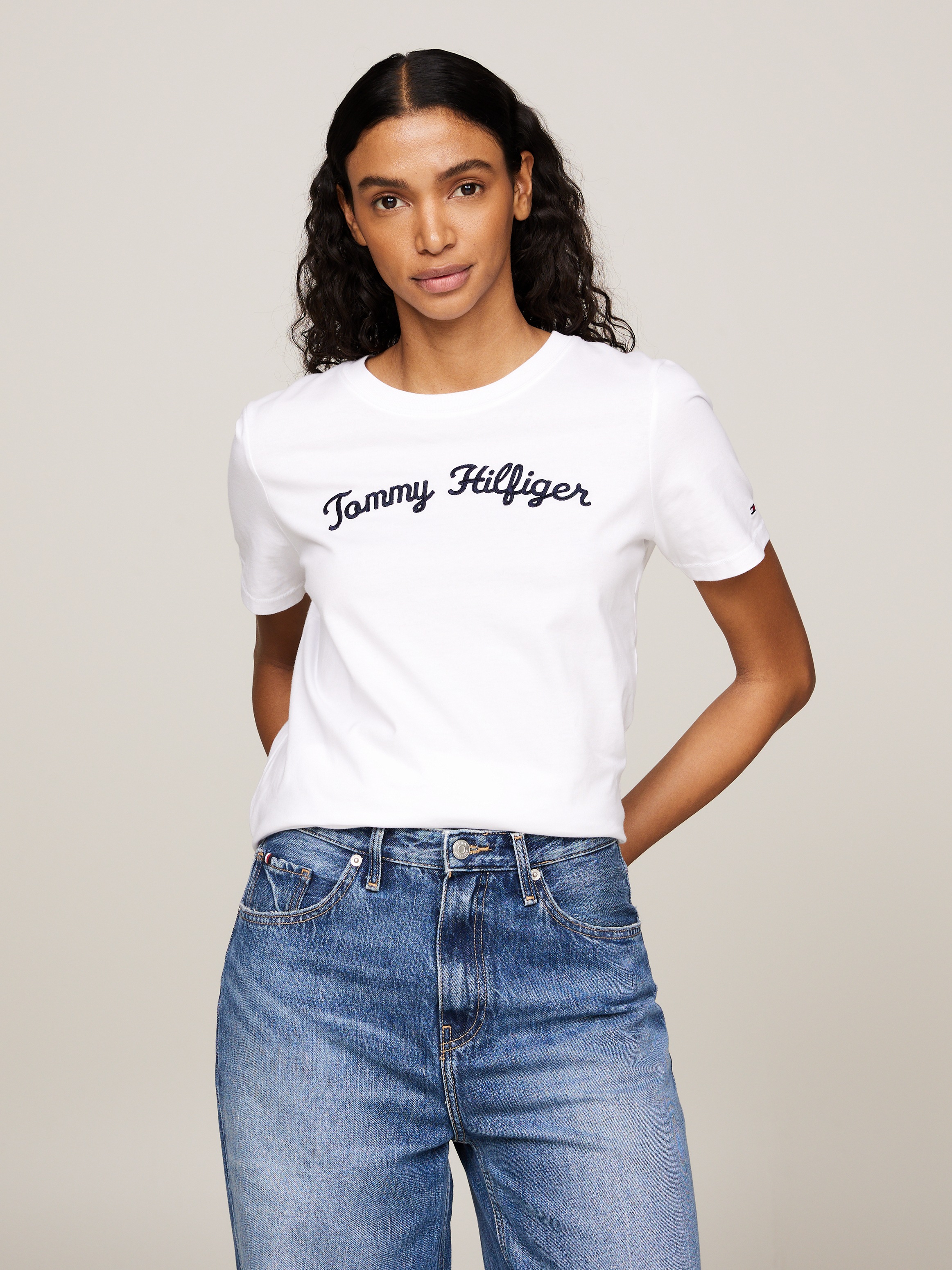Tommy Hilfiger Kurzarmshirt »REG SCRIPT C-NK SS«, mit Tommy Hilfiger Script Logo-Schriftzug