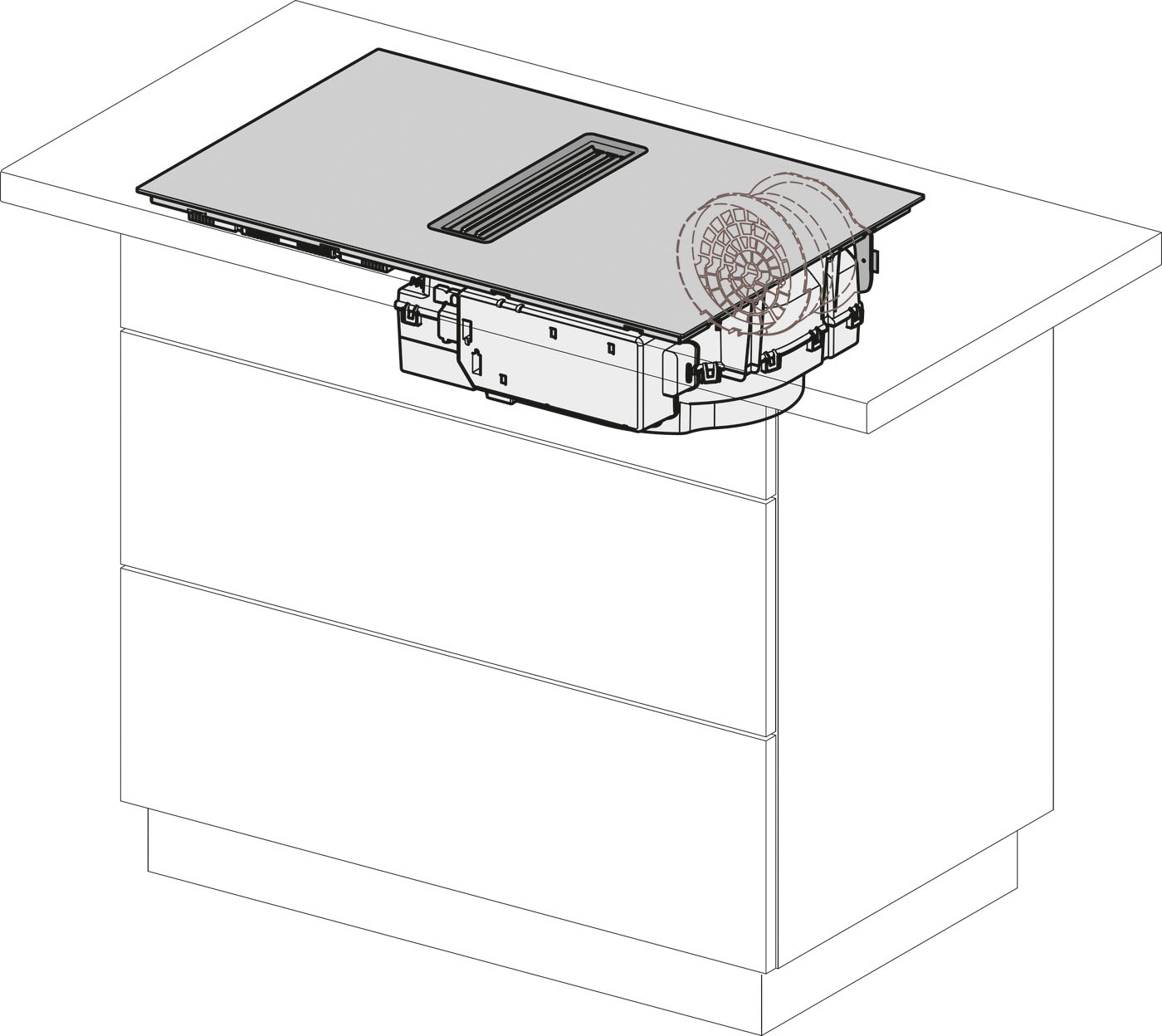Miele Kochfeld mit Dunstabzug »KMDA7272FR-U« Geringe Lautstärke und 4 einzelne Kochzonen für Umluftbetrieb