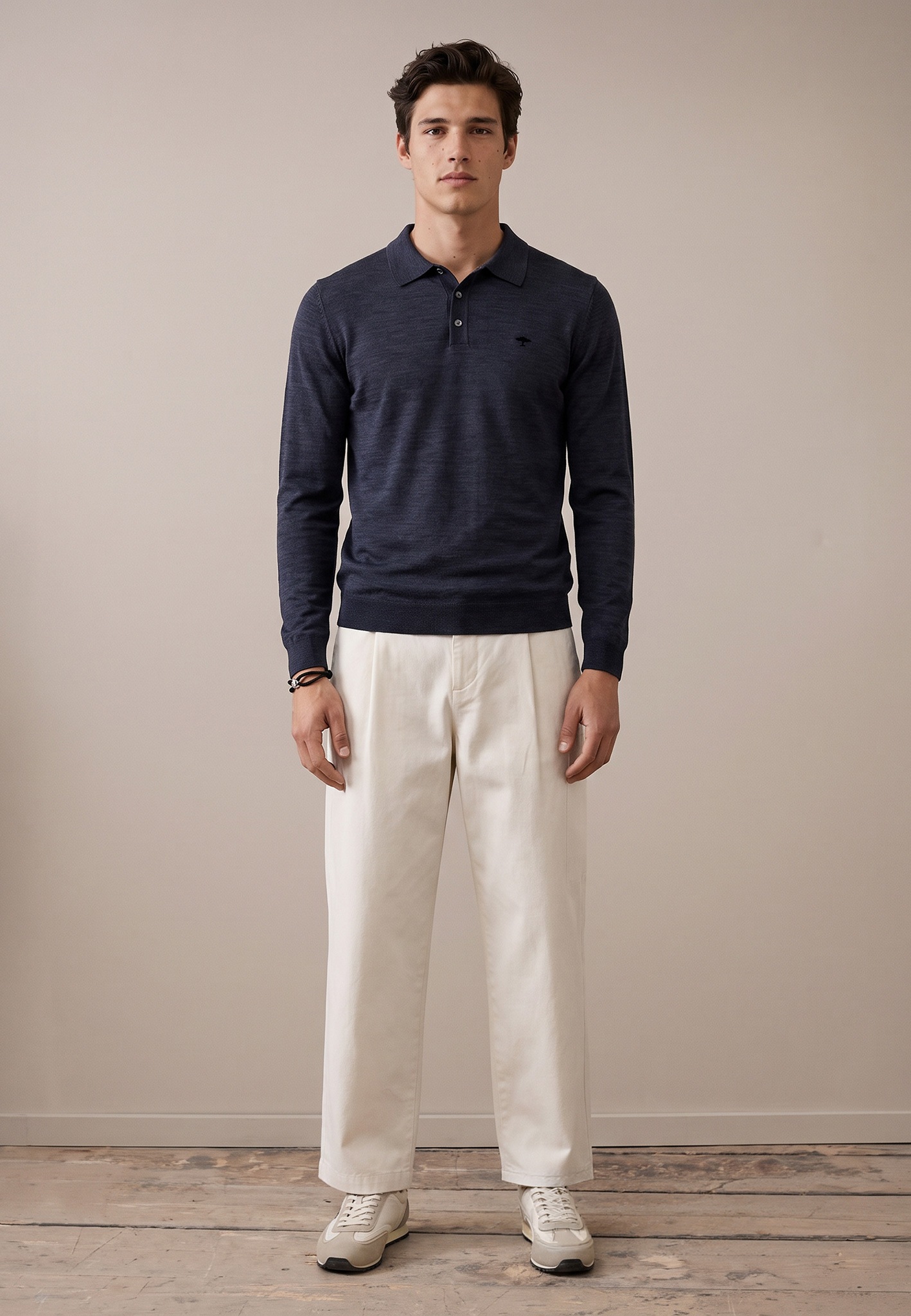 FYNCH-HATTON Polokragenpullover Langarm mit Knopfleiste