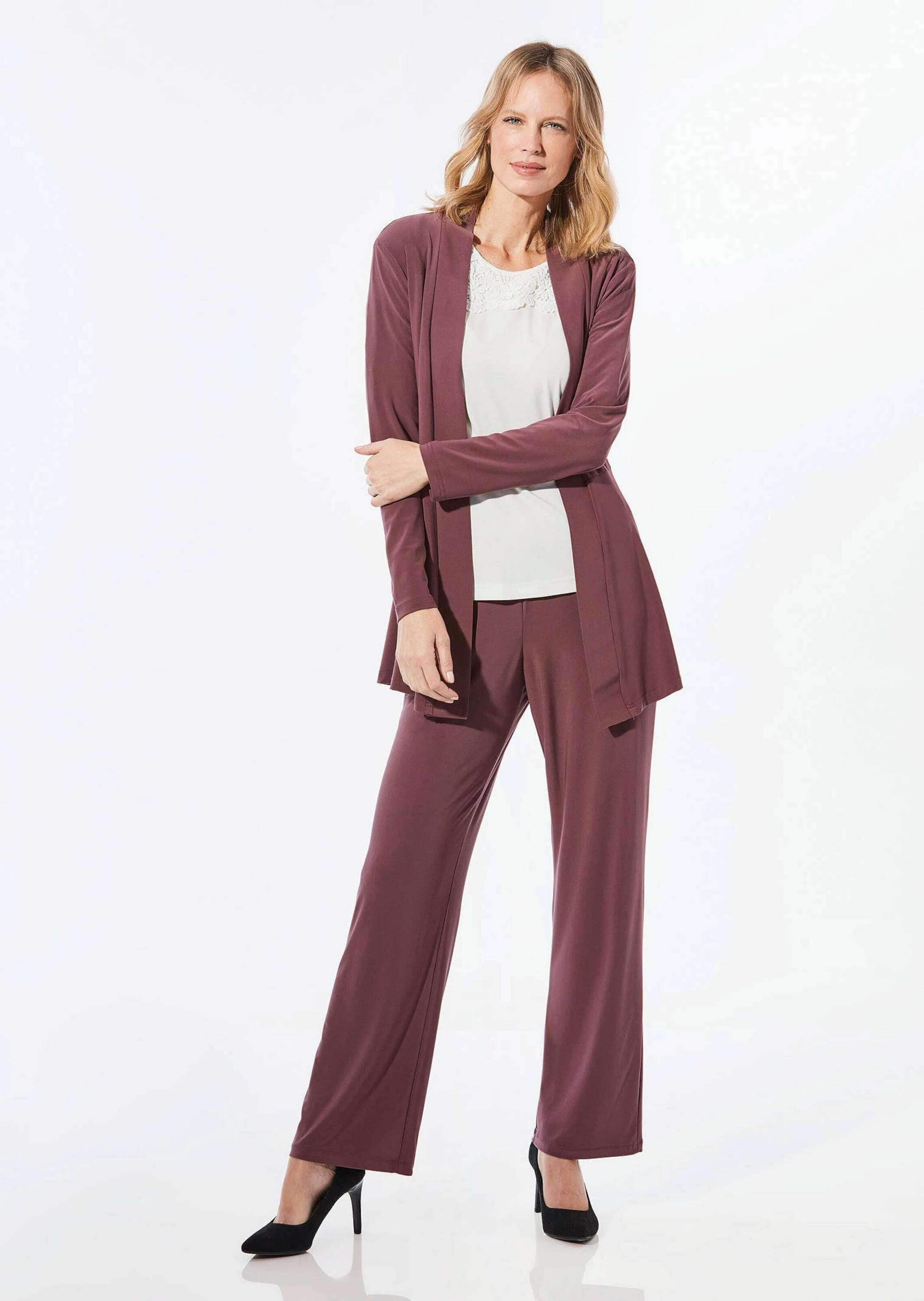 GOLDNER Sweatjacke »Leichte Shirtjacke lila mit Stretch« Mit Teilungsnaht hinten für eine elegante Weite