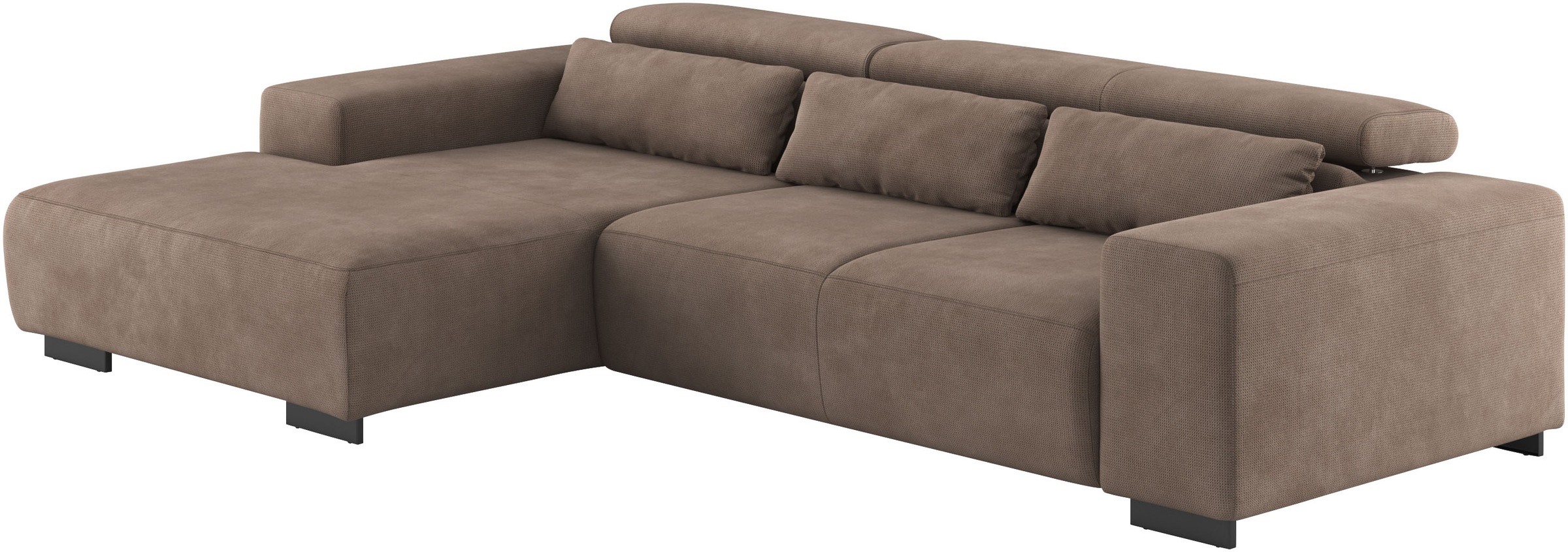 COTTA Ecksofa »Side L-Form, mit Kopfteilverstellung & 3 Nierenkissen«, optional motorische Sitztiefenverstellung