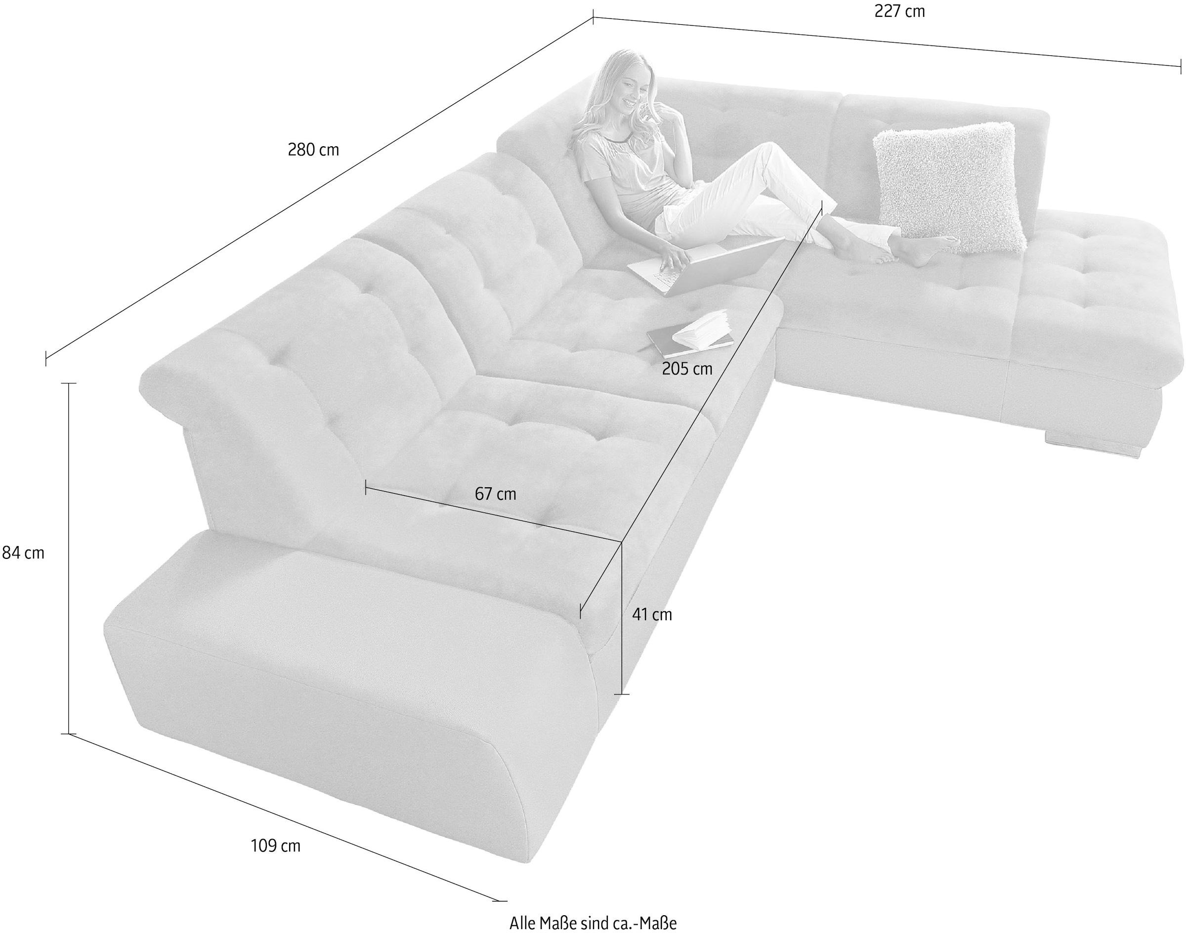 sit&more Ecksofa »Pale L-Form«, inklusive Kopfteilverstellung, wahlweise mit Bettfunktion