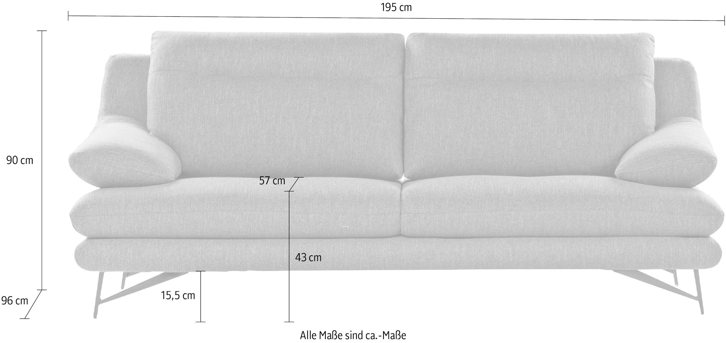 CALIA ITALIA 3-Sitzer »Cezanne modern, elegant und bequem, aufwendige Detailverarbeitung« wahlweise mit Sitztiefenverstellung,