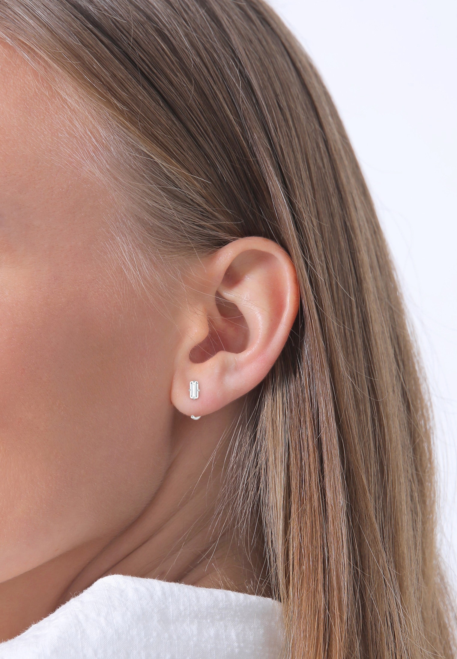 Elli Premium Paar Ohrhänger »Ohrringe Creolen Stecker Hoops Edelstein 925 Silber«