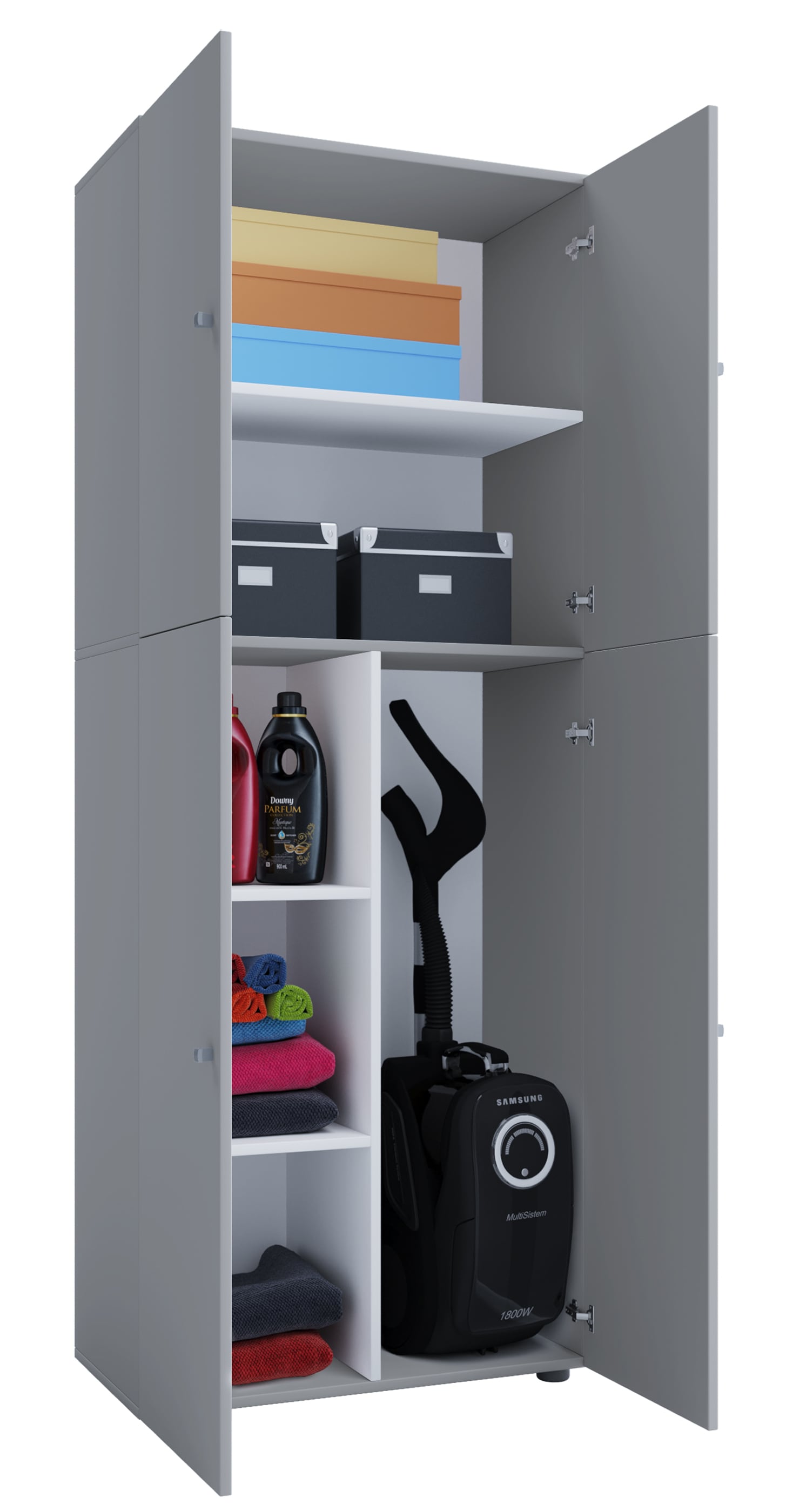 VCM Mehrzweckschrank »VCM Holz Besenschrank | 6 Fächer | Haushaltsschrank | Maße: B. 70 x H. 184 x T. 40 cm | 4 Drehtüren - Lona«, (1 St.)