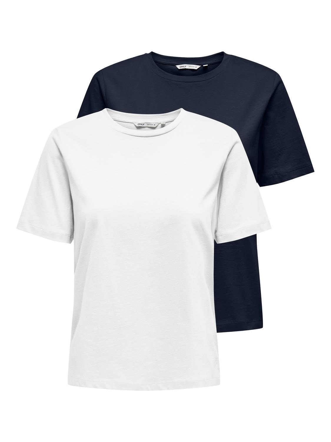 ONLY Kurzarmshirt »ONLONLY – Doppelpack T-Shirts für Alltag und Freizeit«, (Packung, 2 tlg.), regular fit, Jersey, Baumwolle, Rundhals, unifarben