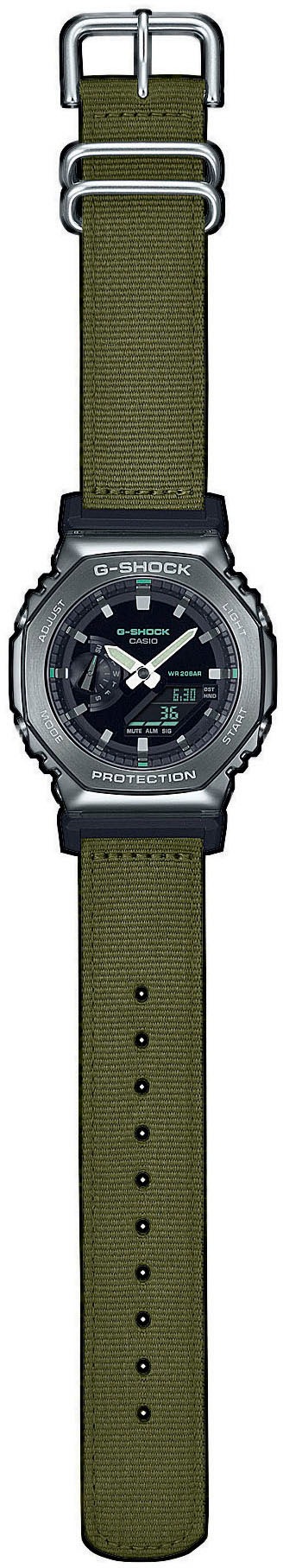 CASIO G-SHOCK Chronograph, Quarzuhr,Armbanduhr,Herrenuhr,digital, bis 20bar wasserd.Textilarmband