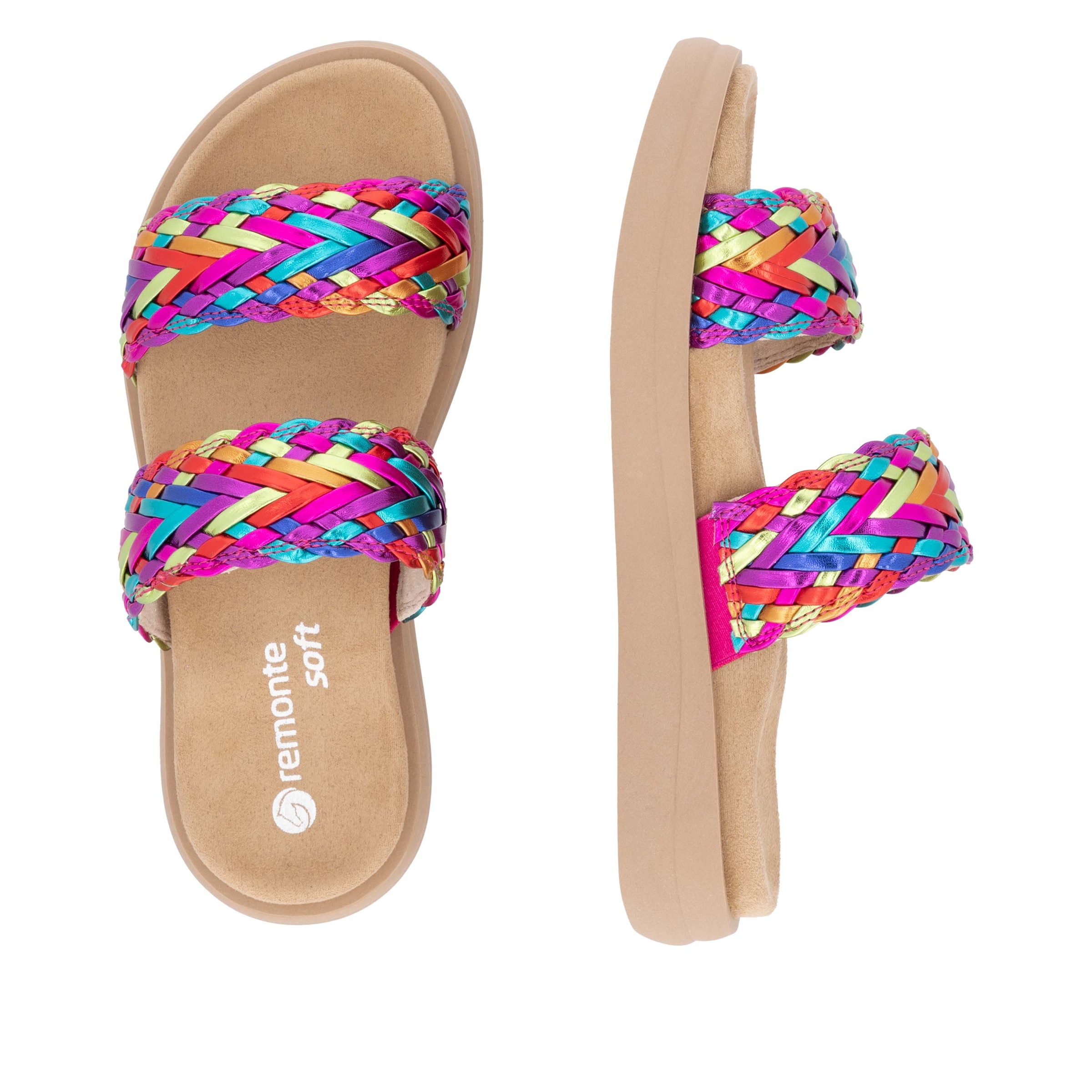 Remonte Pantolette, Plateau, Bequemschuh, Sommerschuh mit Riemchen in Flechtoptik