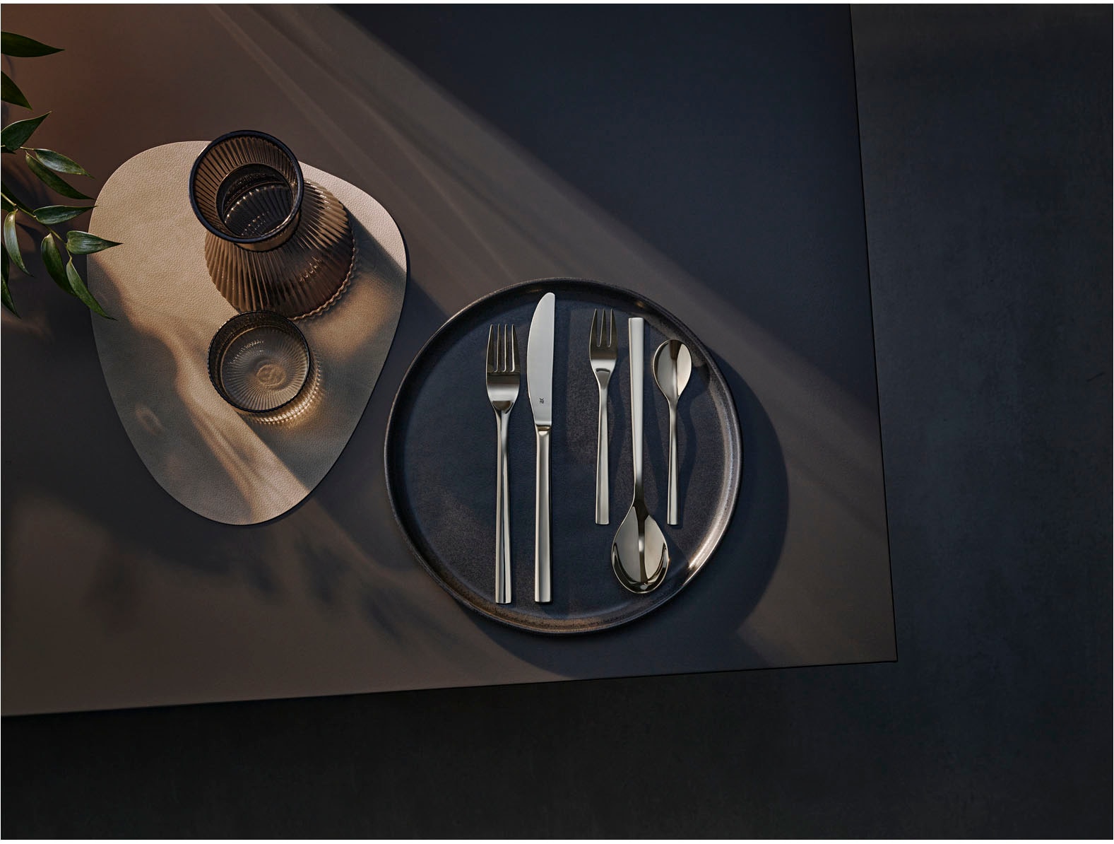 WMF Besteck-Set »Palermo« Monobloc-Messer, ergonomisch, geschmiedete Messer, Wellenschliff