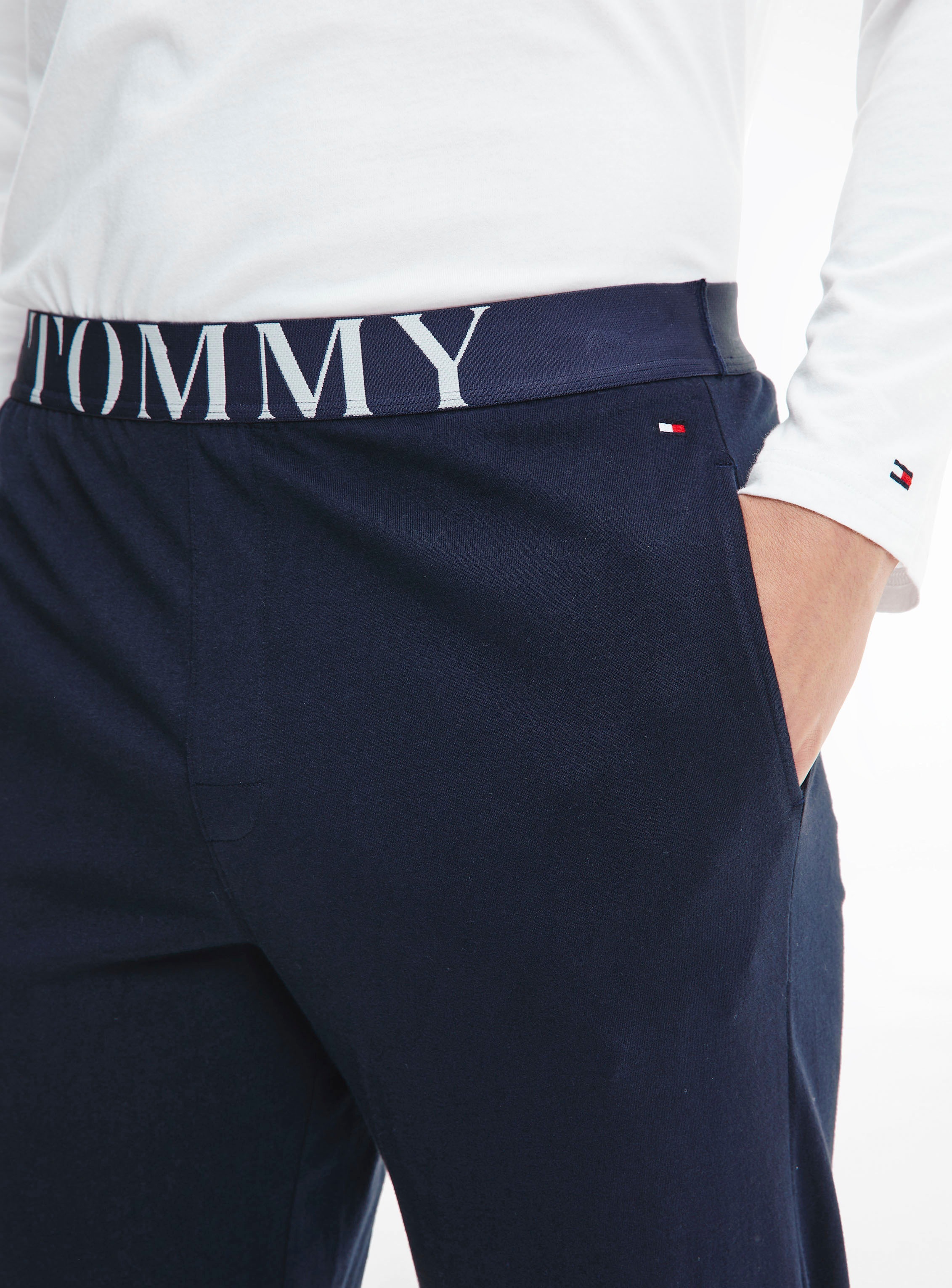 Tommy Hilfiger Underwear Pyjama, (2 tlg.), mit Tommy Hilfiger Logo-Schriftzug am Bund