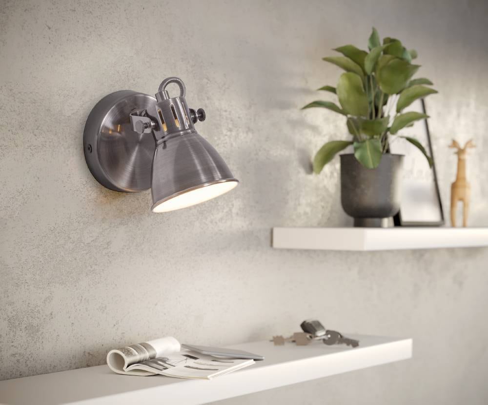 EGLO LED Wandleuchte »SERAS Wandlampe, Deckenstrahler, Spot, Flurlampe, nickel-antik, creme« GU10 | LED-Board Warmweiß Wohnzimmerlampe, Esszimmerlampe, schwenkbarer Spot, GU10, 17x10cm