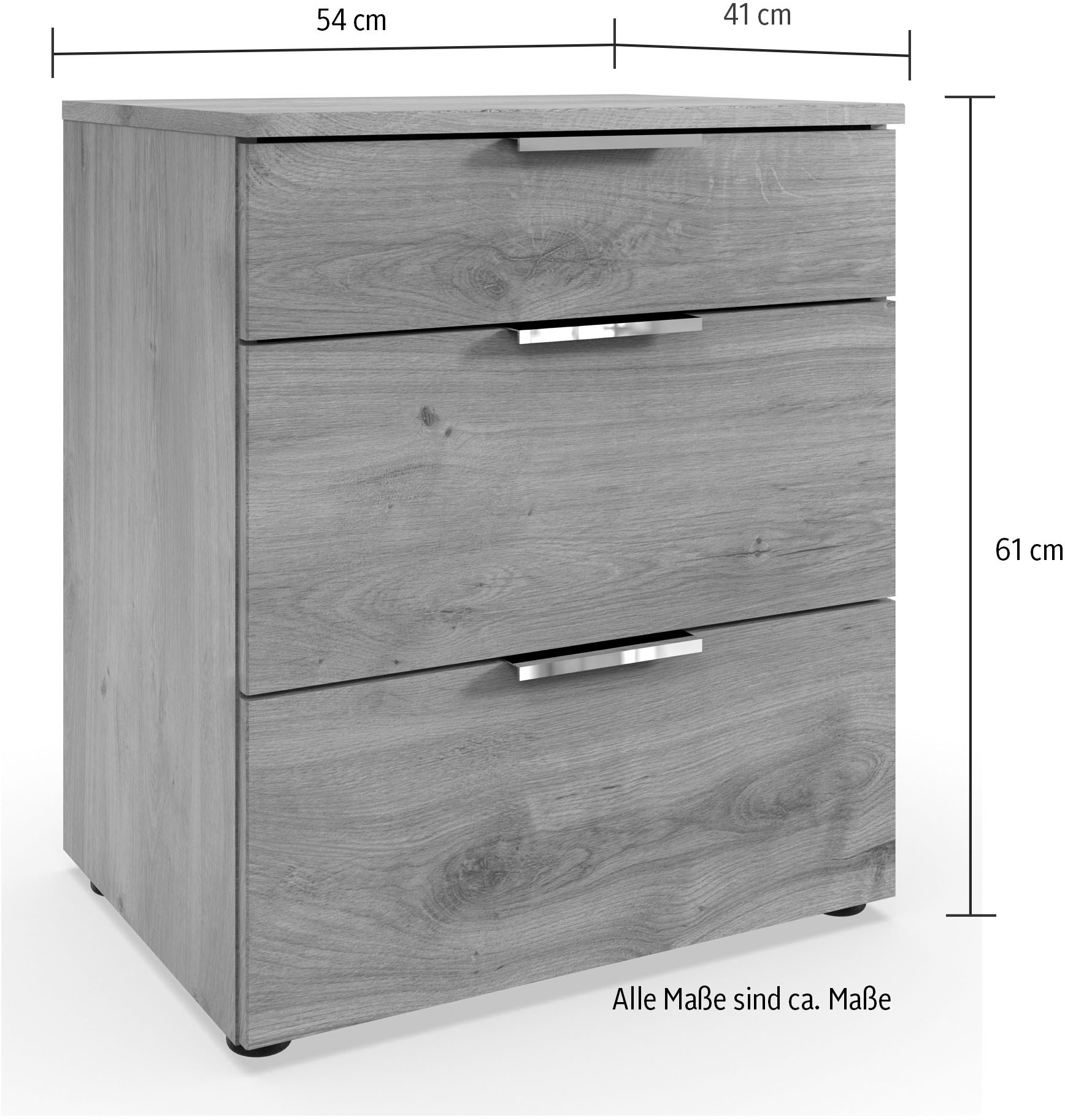 Wimex Nachtkommode »Level by fresh to go«, 3 Schubladen mit soft-close Funktion, 54cm breit, 61cm hoch