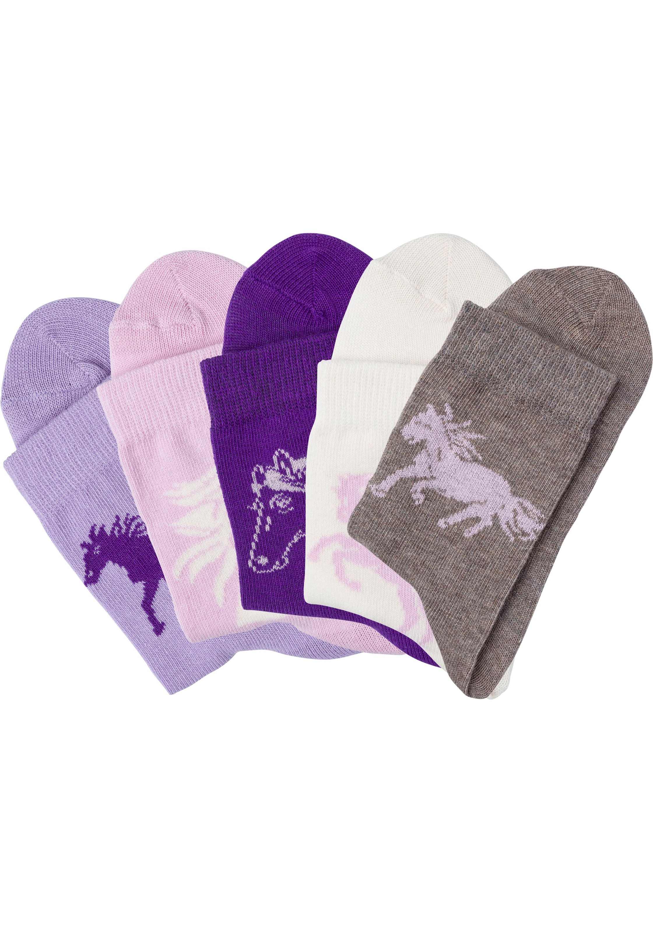 Socken, (Packung, 5 Paar), mit Pferdemotiven