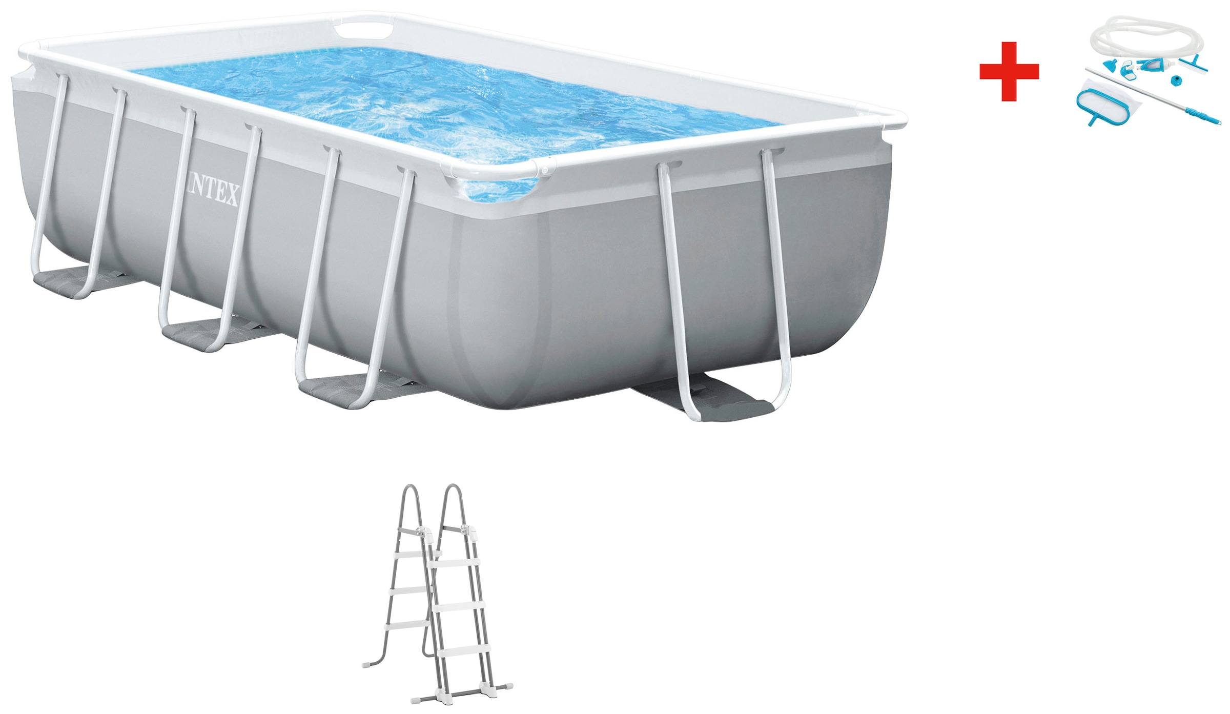 Intex Rechteckpool »»Framepool« 300x175x80 cm«, (Set), inkl. hochwertigem Intex Pool-Reinigungsset