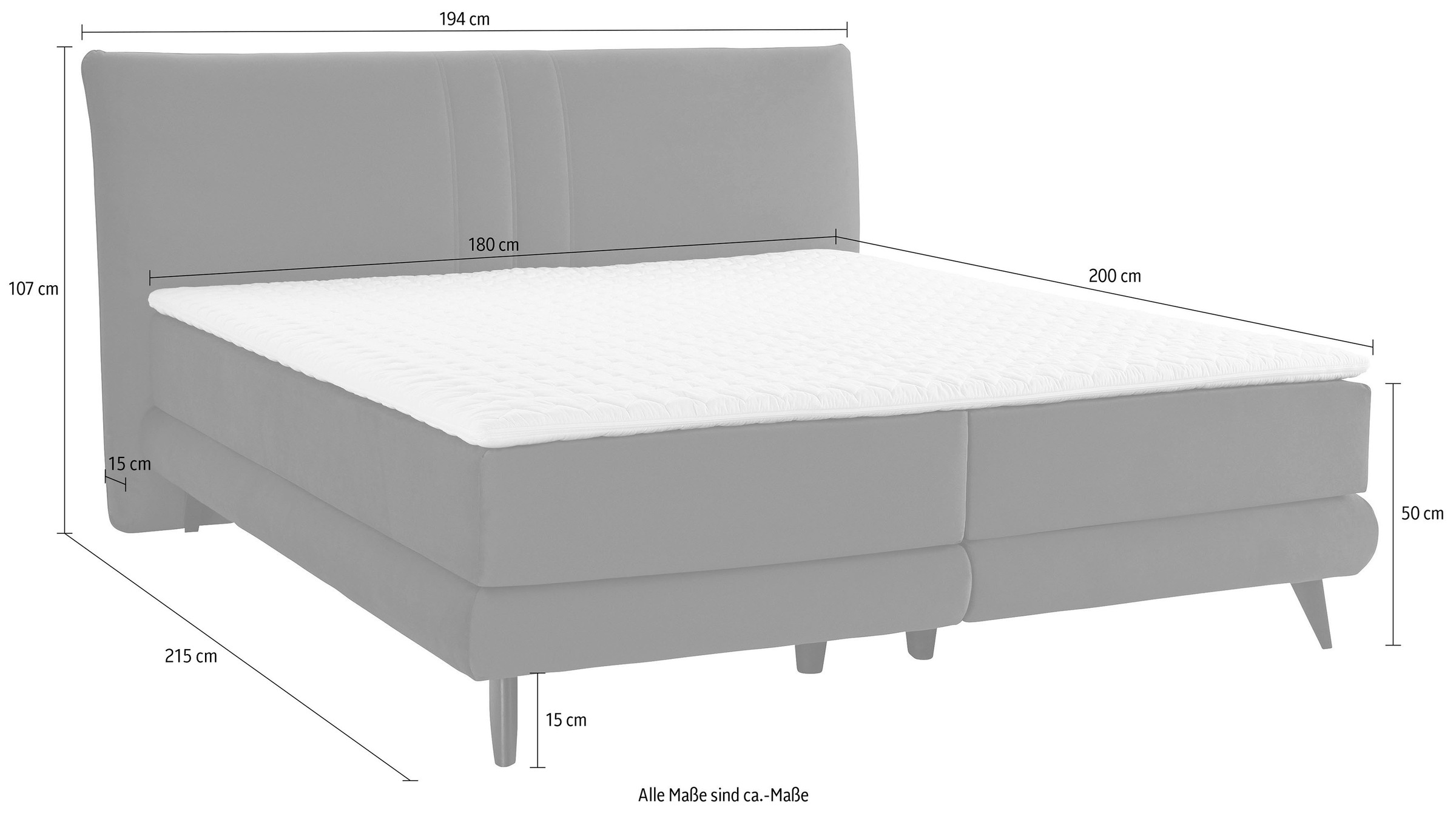 Places of Style Boxspringbett »Skien«, incl. Kaltschaumtopper, 2 Härtegrade, 3 Ausführungen