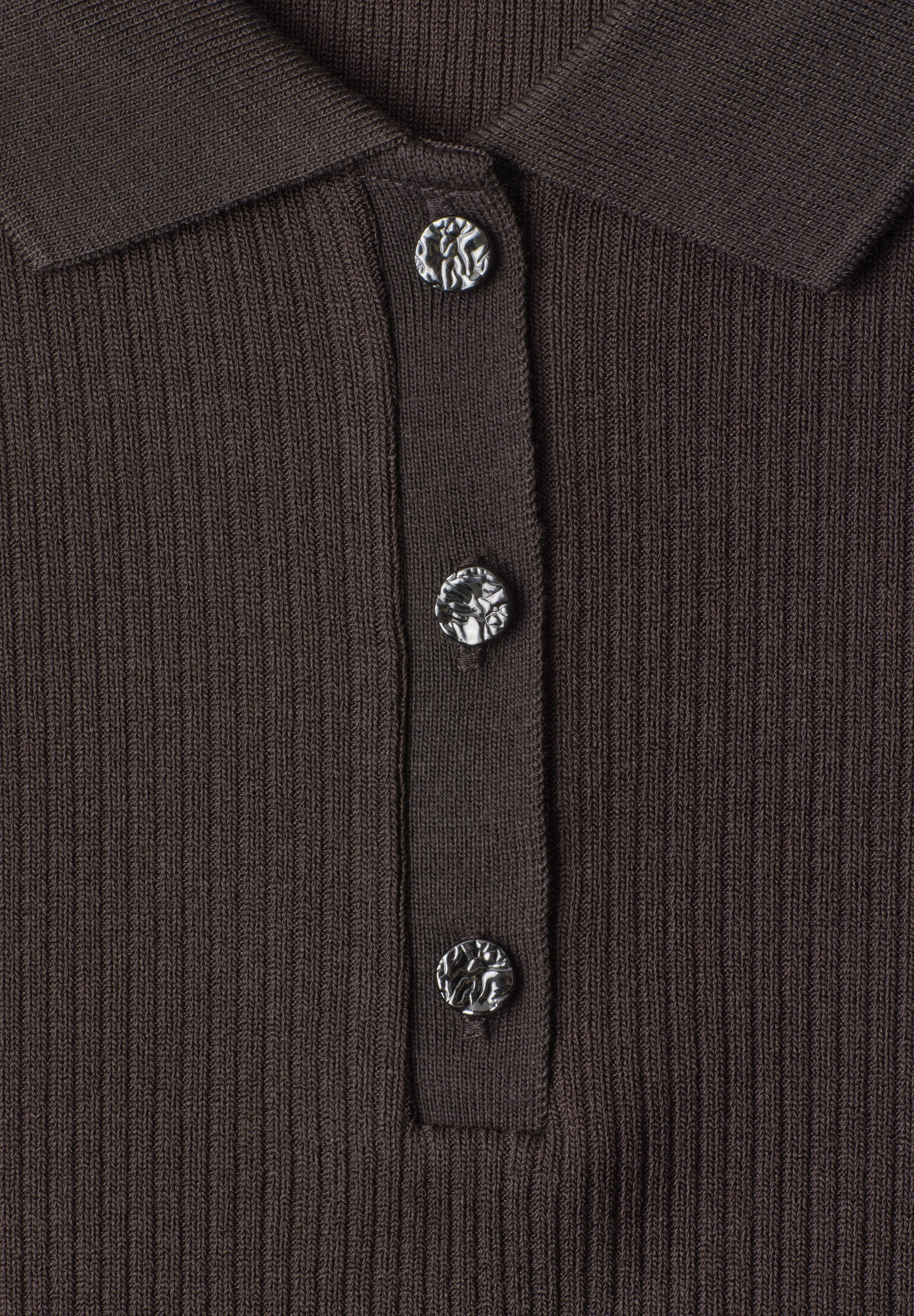 STREET ONE Poloshirt Sommershirt im Strick-Look mit Rippstruktur