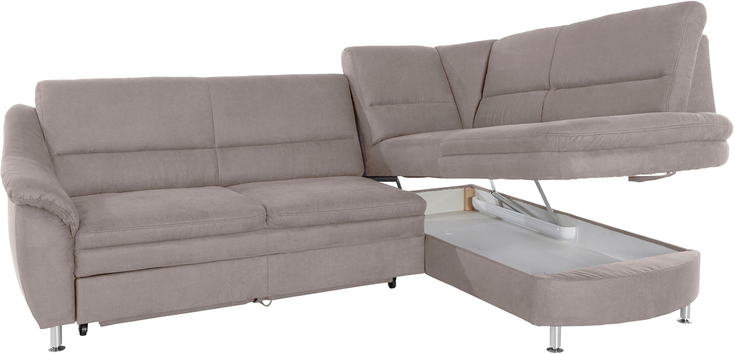 Places of Style Ecksofa »Cardoso L-Form«, Federkern, wahlweise mit Bett, Schubkasten
