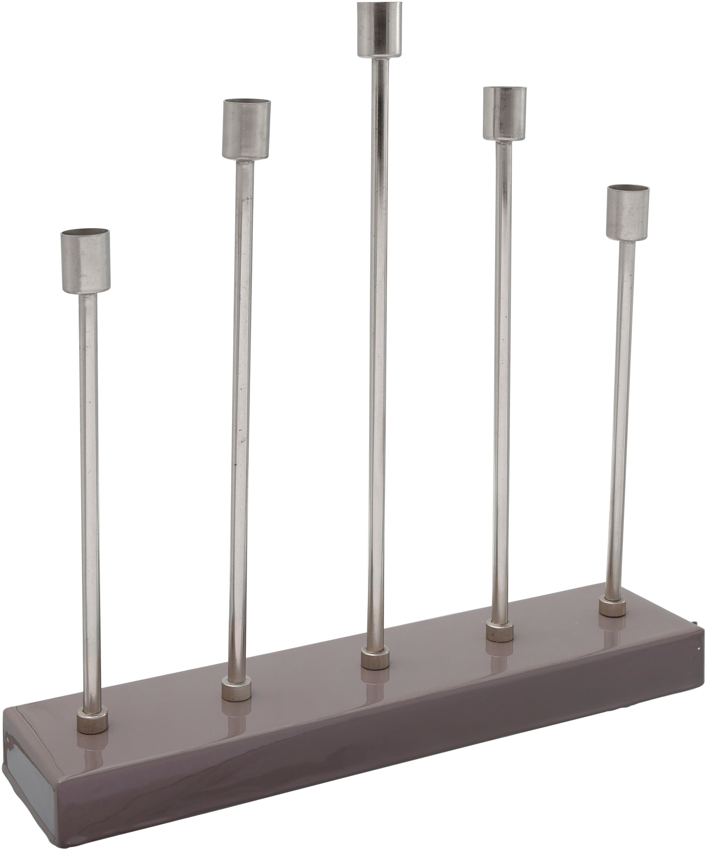 Bougeoir Design en Métal "Limo" 40cm Gris & Argent