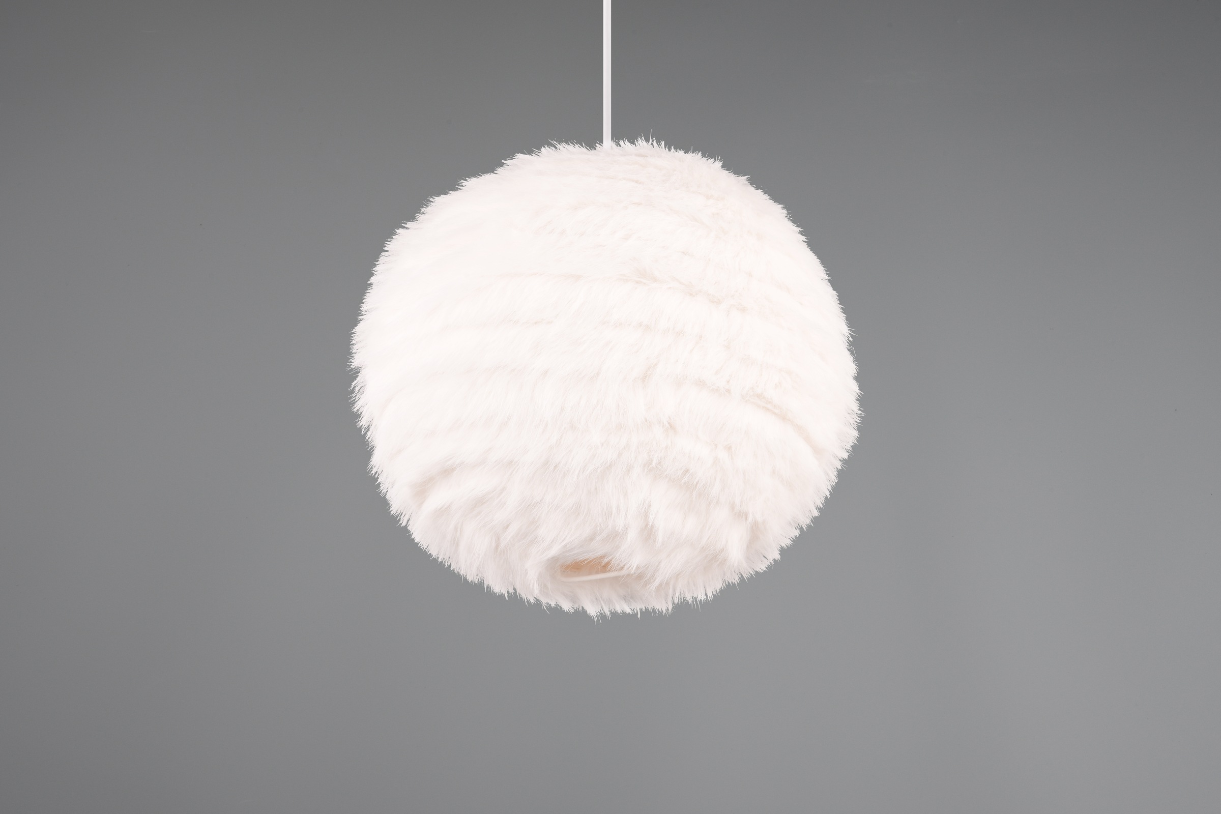 REALITY Leuchten Pendelleuchte »FURRY, höhenverstellbare Hängelampe mit Plüsch Lampenschirm Ø 35cm« E27 1 Stk. warmweiß - kaltweiß exkl 1xE27 max 10W, weiße Plüsch Hängeleuchte Schlafzimmer Wohnzimmer