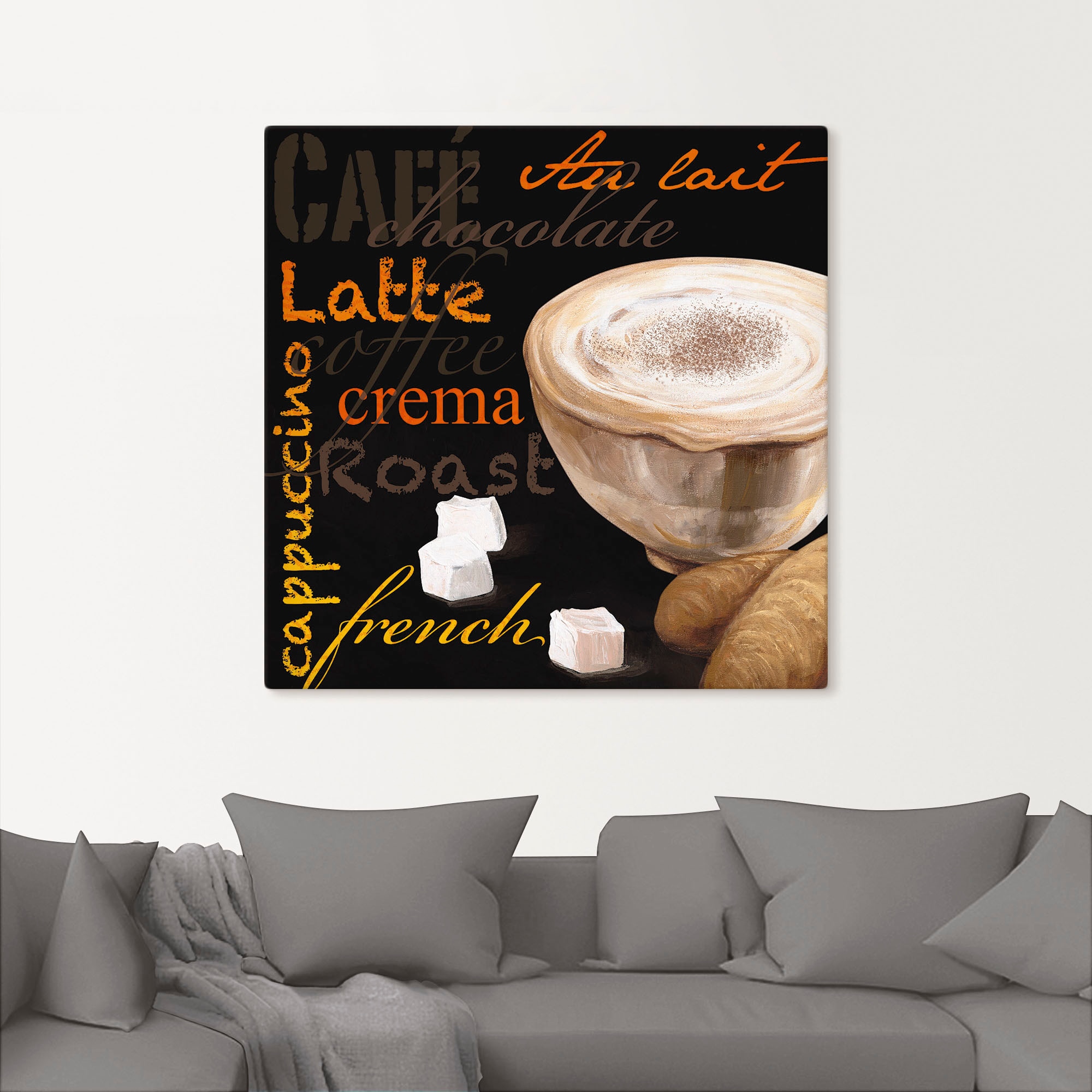 »Cappuccino Artland verschied. Bilder, auf Kaffee«, - (1 kaufen Raten Kaffee Leinwandbild St.), in Größen als Alubild, Wandbild Outdoorbild,