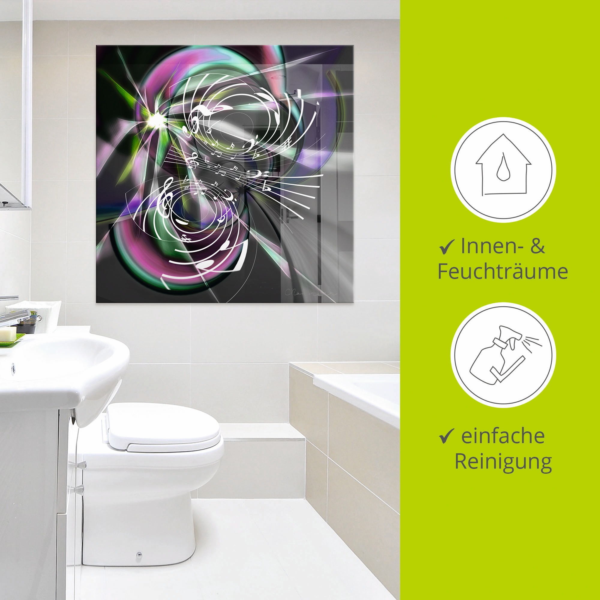 Artland Glasbild »Fraktale Spielerei mit Noten« Symbole 1 Stk. tlg. in verschiedenen Größen