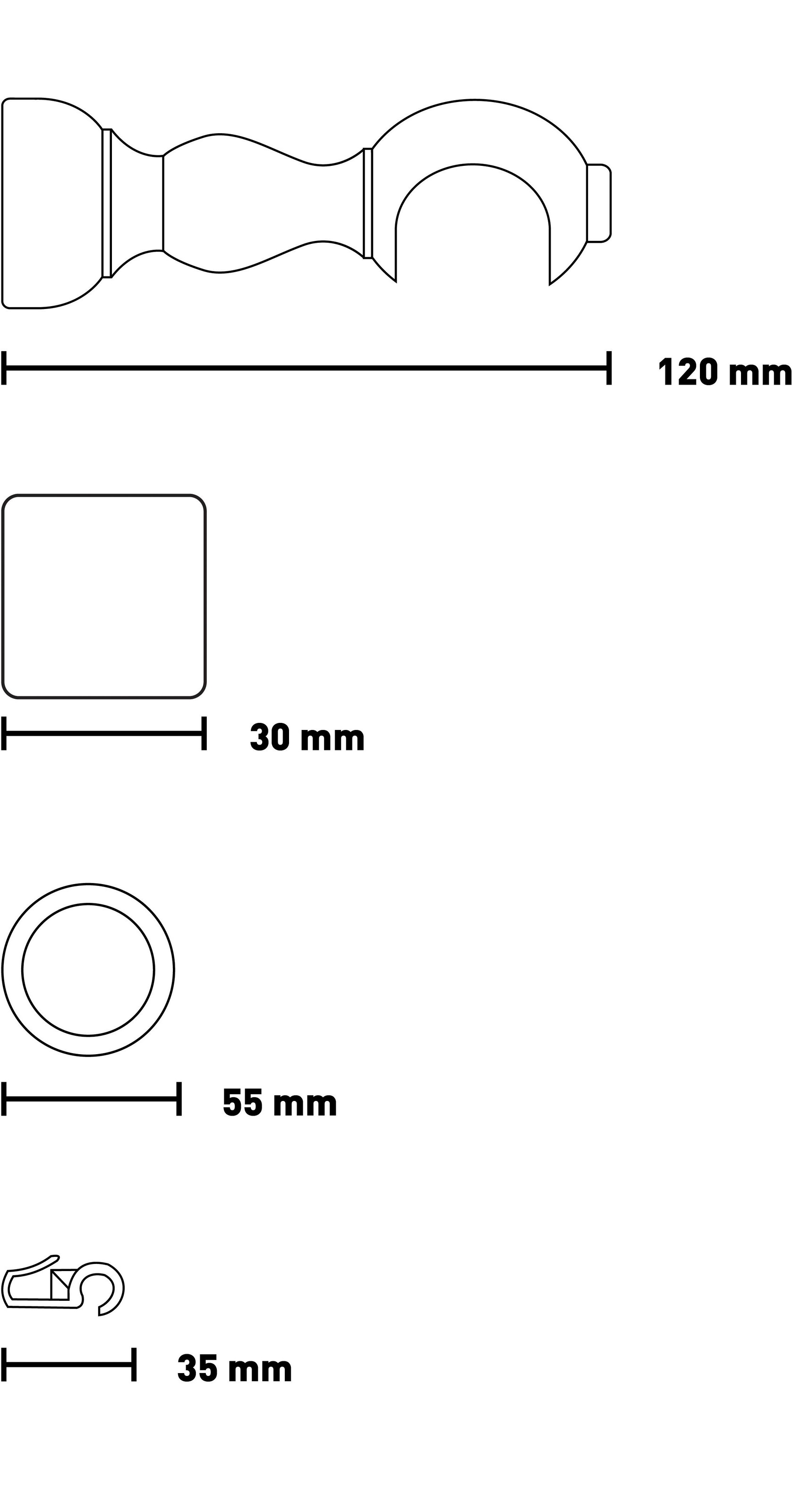 SN DECO GROUP Gardinenstange »Cafiro« 1 läufig-läufig Fixmaß 28 mm, Holz, verschiedene Längen und Farben, Komplettset