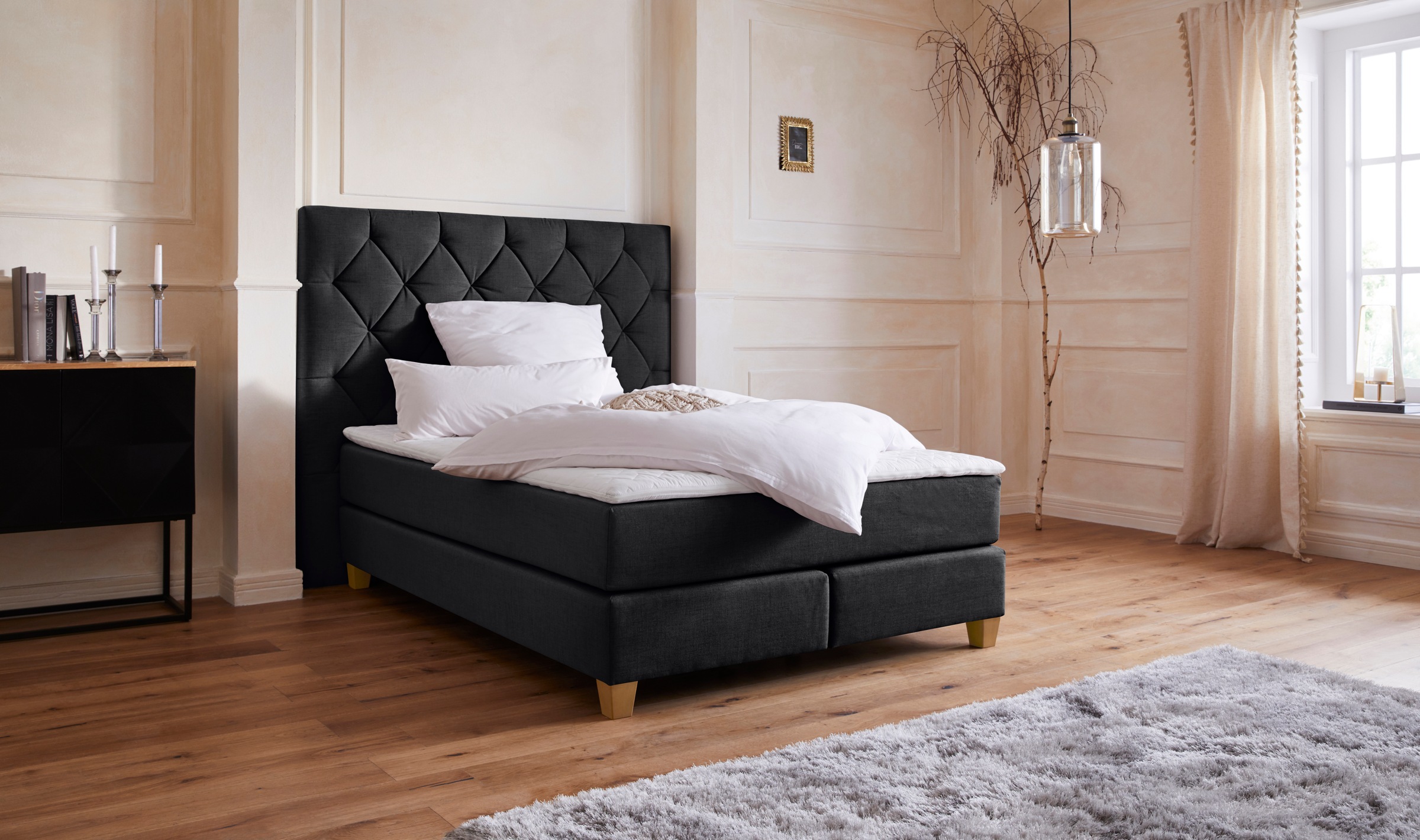 Home affaire Boxspringbett »Harmones hoch« in 3 Breiten, Härtegrad auch im Mix mit je 1 Matratze in H2 und H3