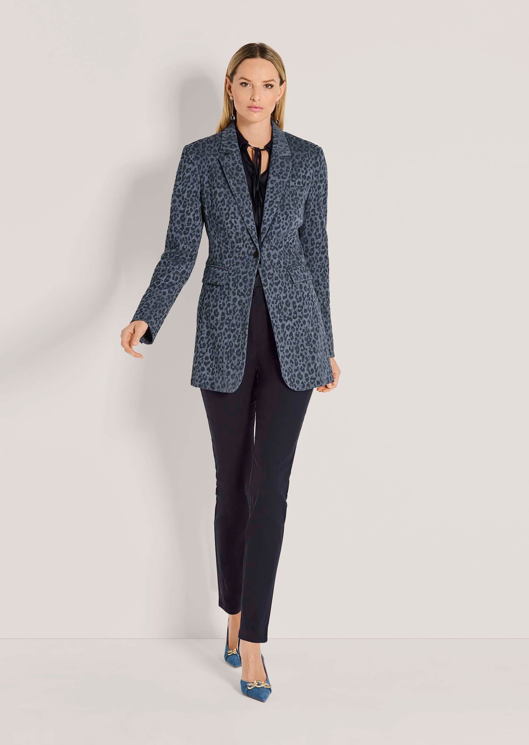 MADELEINE Jackenblazer »Denimblazer Langarm Denimblazer mit Leo-Flockprint«