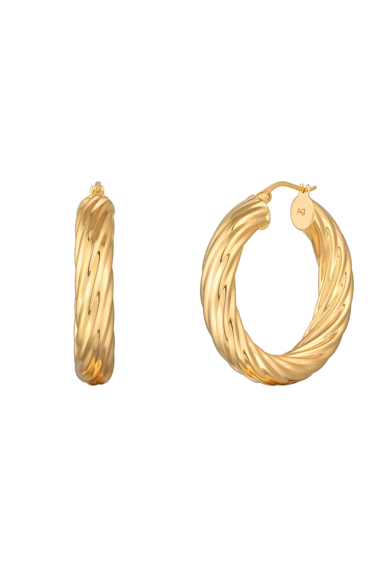 Elli Premium Paar Creolen »Ohrringe Creolen Twisted Look Gedreht 925 Silber«