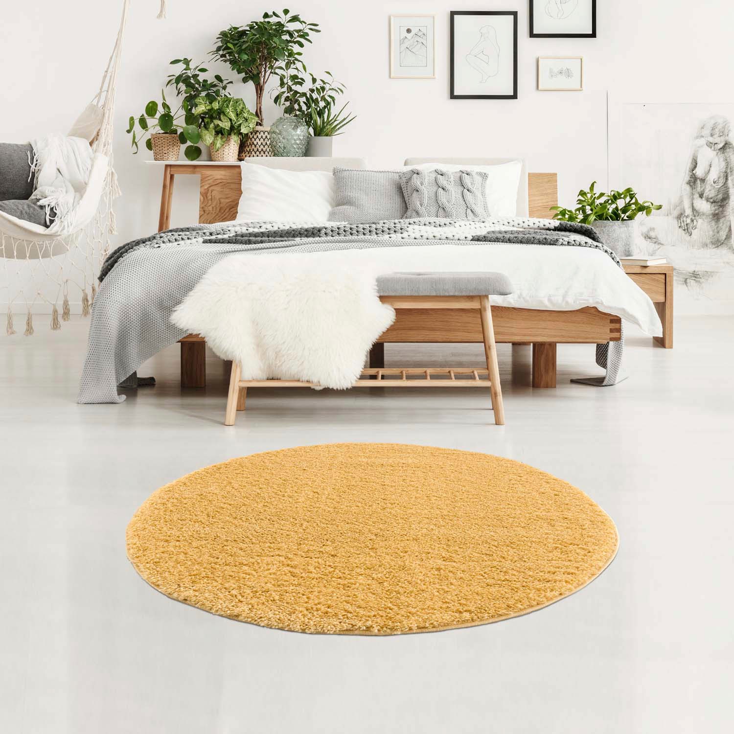Carpet City Hochflor-Teppich »Pulpy 100«, rund, besonders weich, mit  Fransen, Uni Farben
