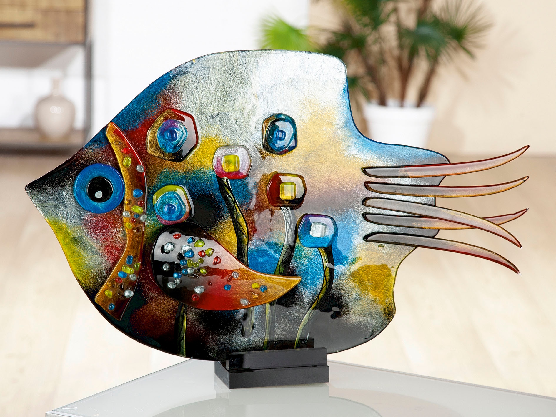 GILDE GLAS art Dekofigur »Skulptur Fisch Glas Flowers«, bestellen Fresh bequem bunt