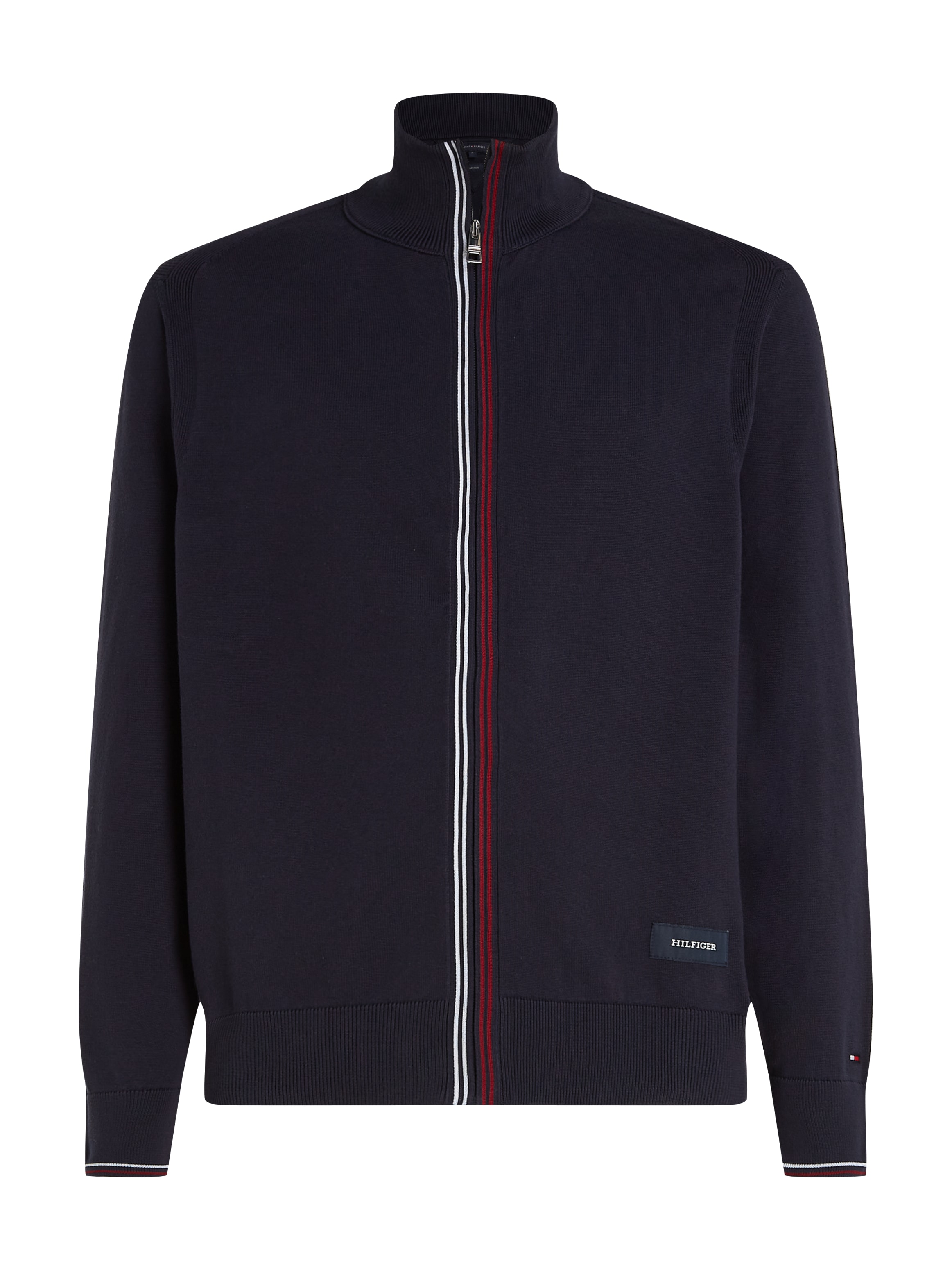 Tommy Hilfiger Cardigan »RWB TIPPED COTTON ZIP THROUGH«, Mit Streiefen in Tommy Farben am Reißverschluss