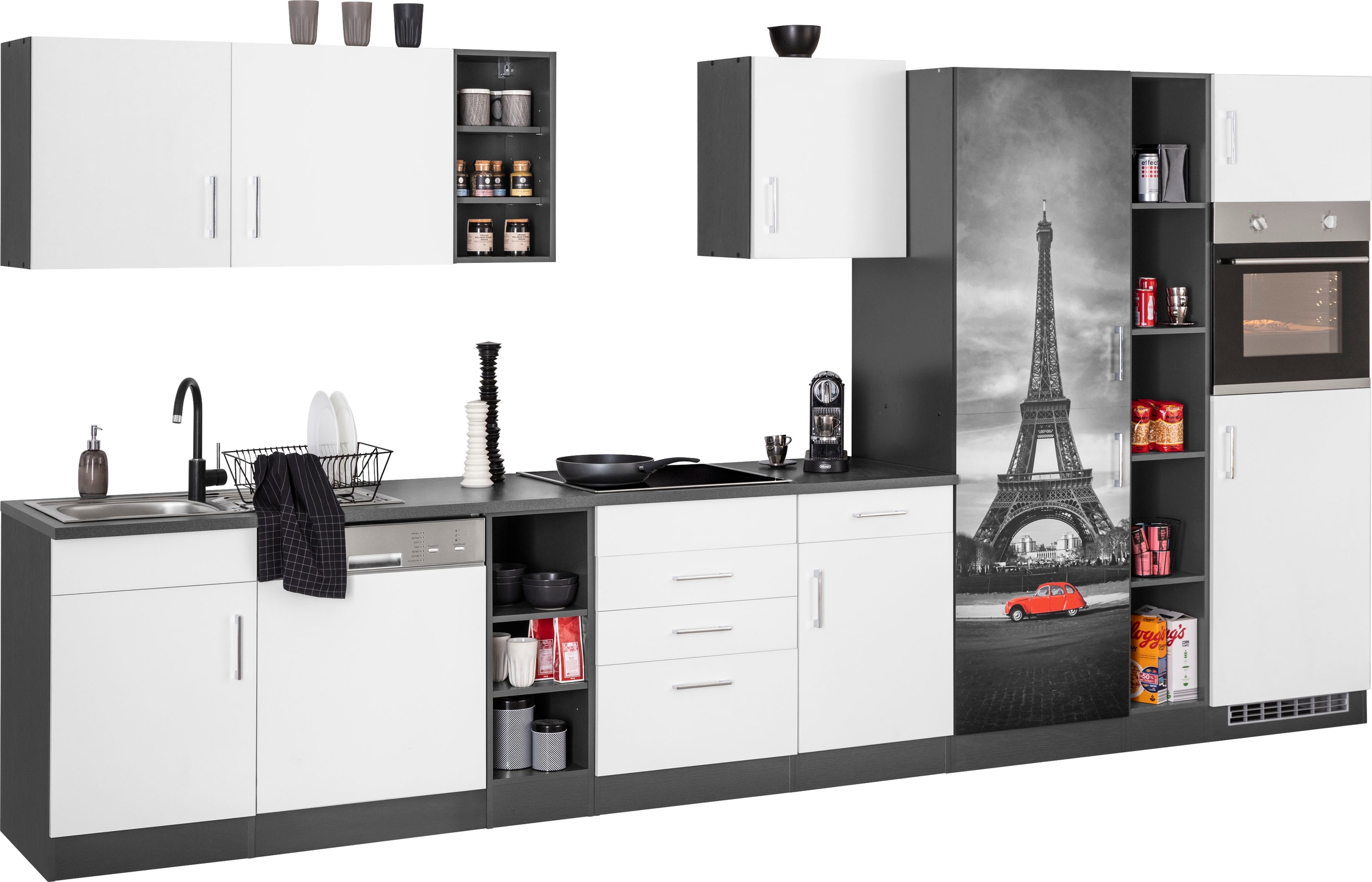 KOCHSTATION Küchenzeile »KS-Paris«, ohne E-Geräte, Breite 400 cm