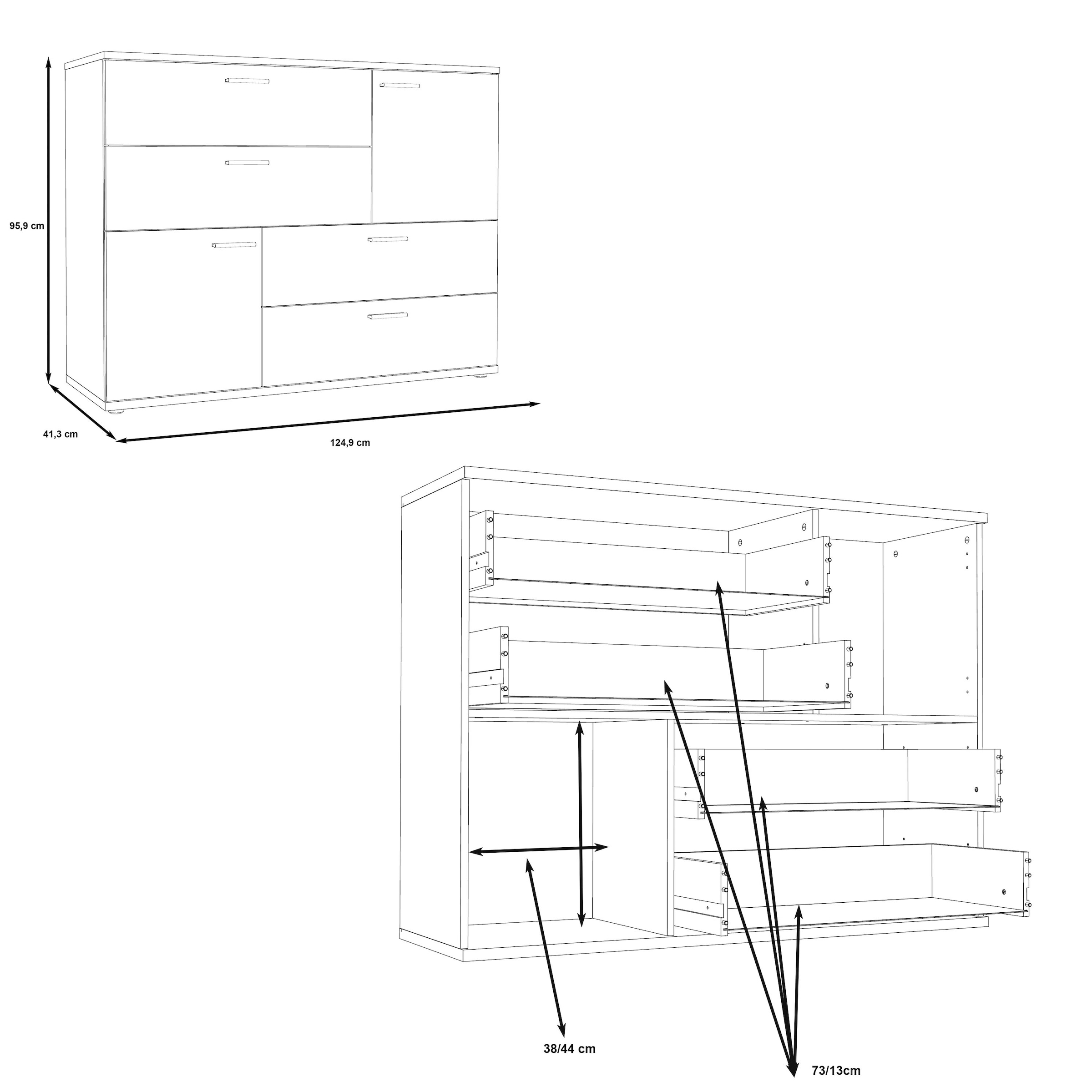 FORTE Kommode »Skive«, Breite ca. 125 cm