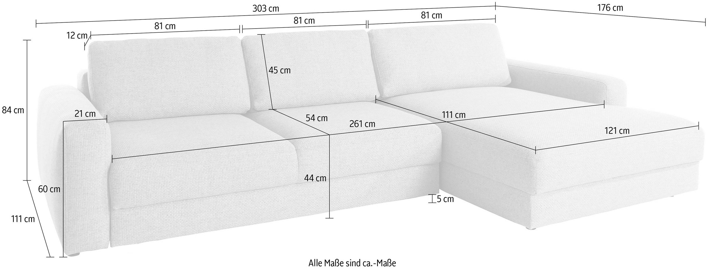 Places of Style Ecksofa »Bloomfield, bequem und elegant, L-Form«, wahlweise mit Bettfunktion und Bettkasten