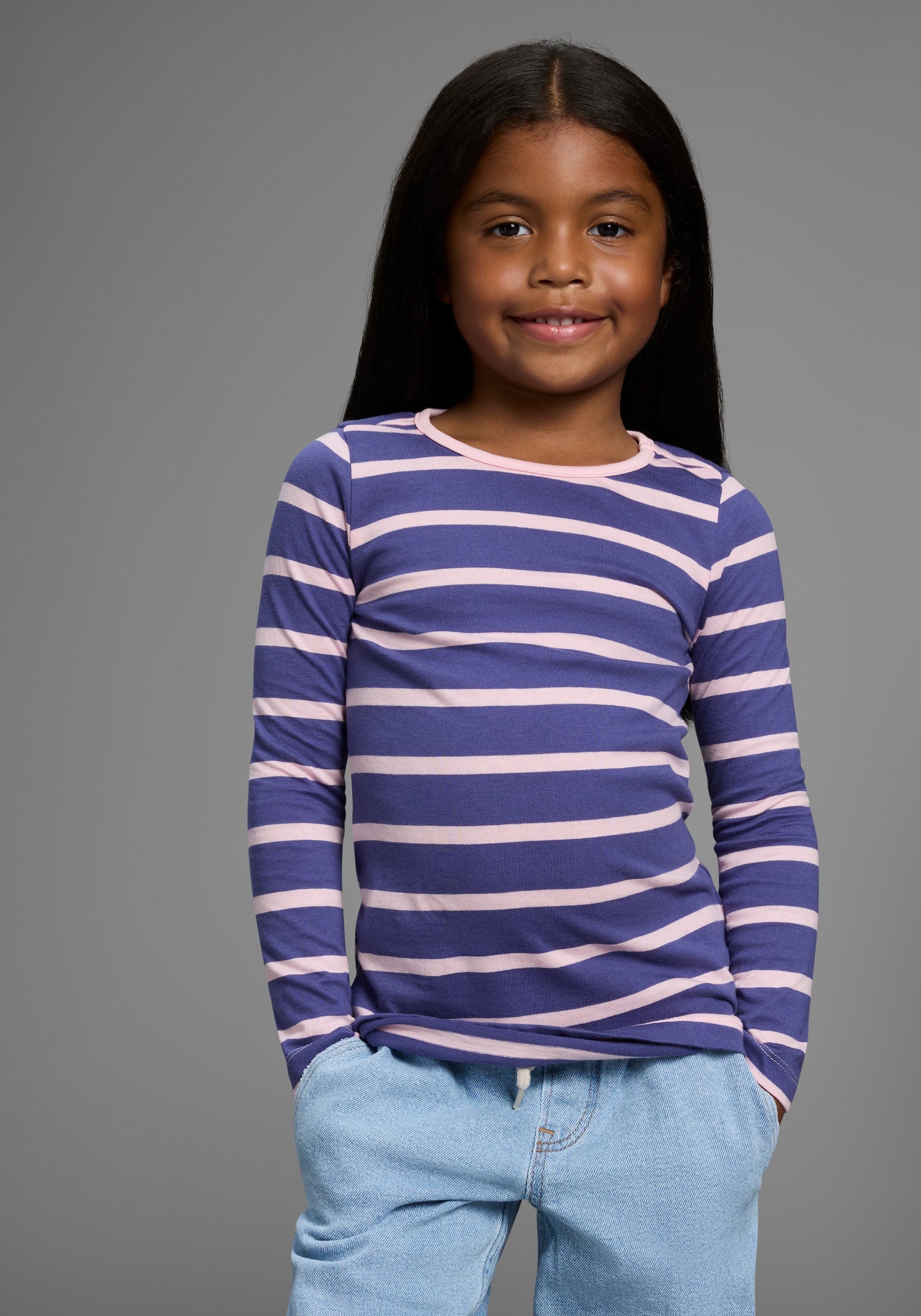 KIDSWORLD Langarmshirt »für kleine Mädchen«, (2 tlg., 2er-Pack), Langarm, lässige Passform