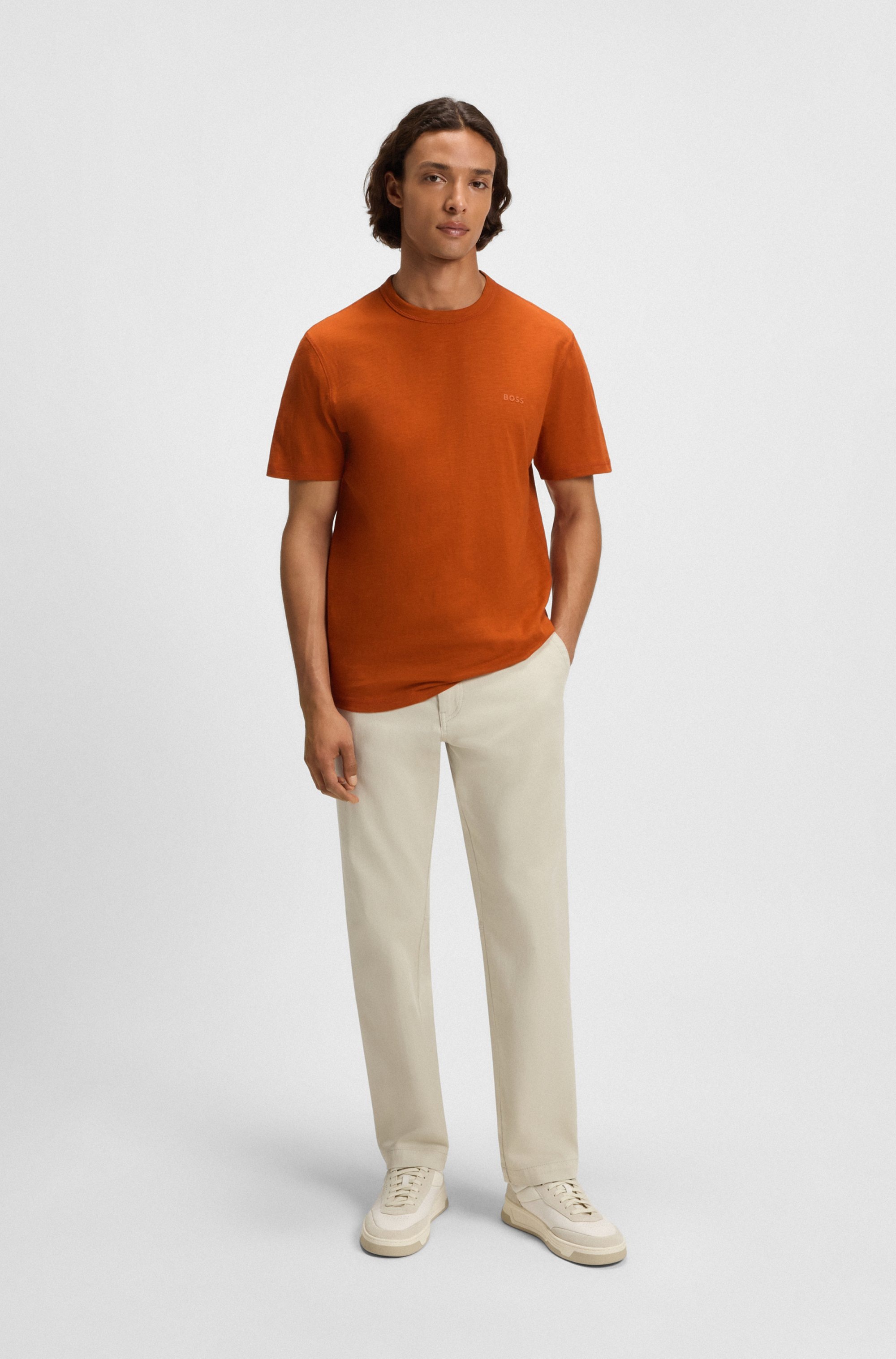 BOSS ORANGE T-Shirt »Tegood Regular Fit« 100% Baumwolle Logo on Chest Rundhals