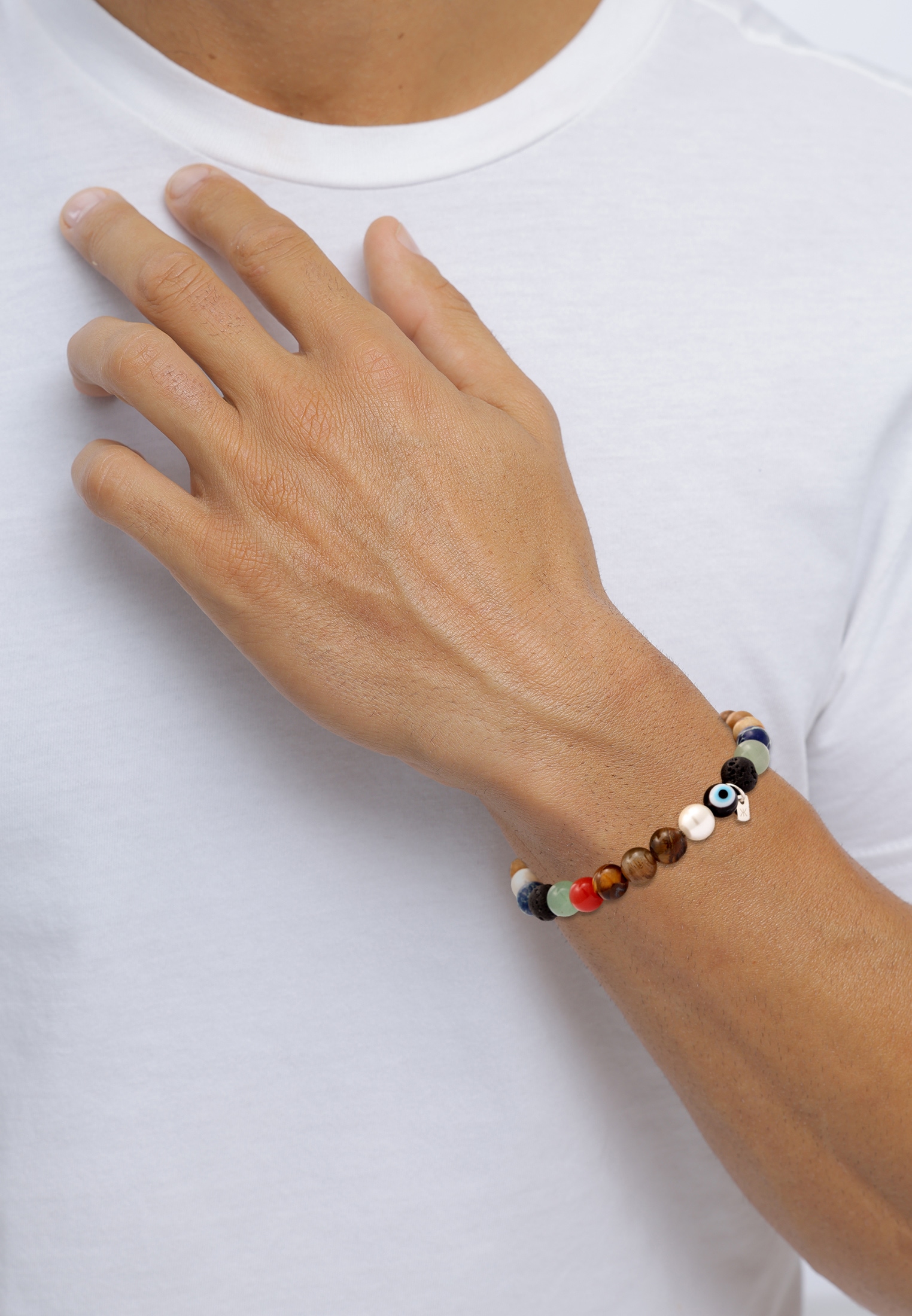 Kuzzoi Armkette »Armband Smiling Face Evil Eye Bead Glas Achat 925 Sterling Silber«