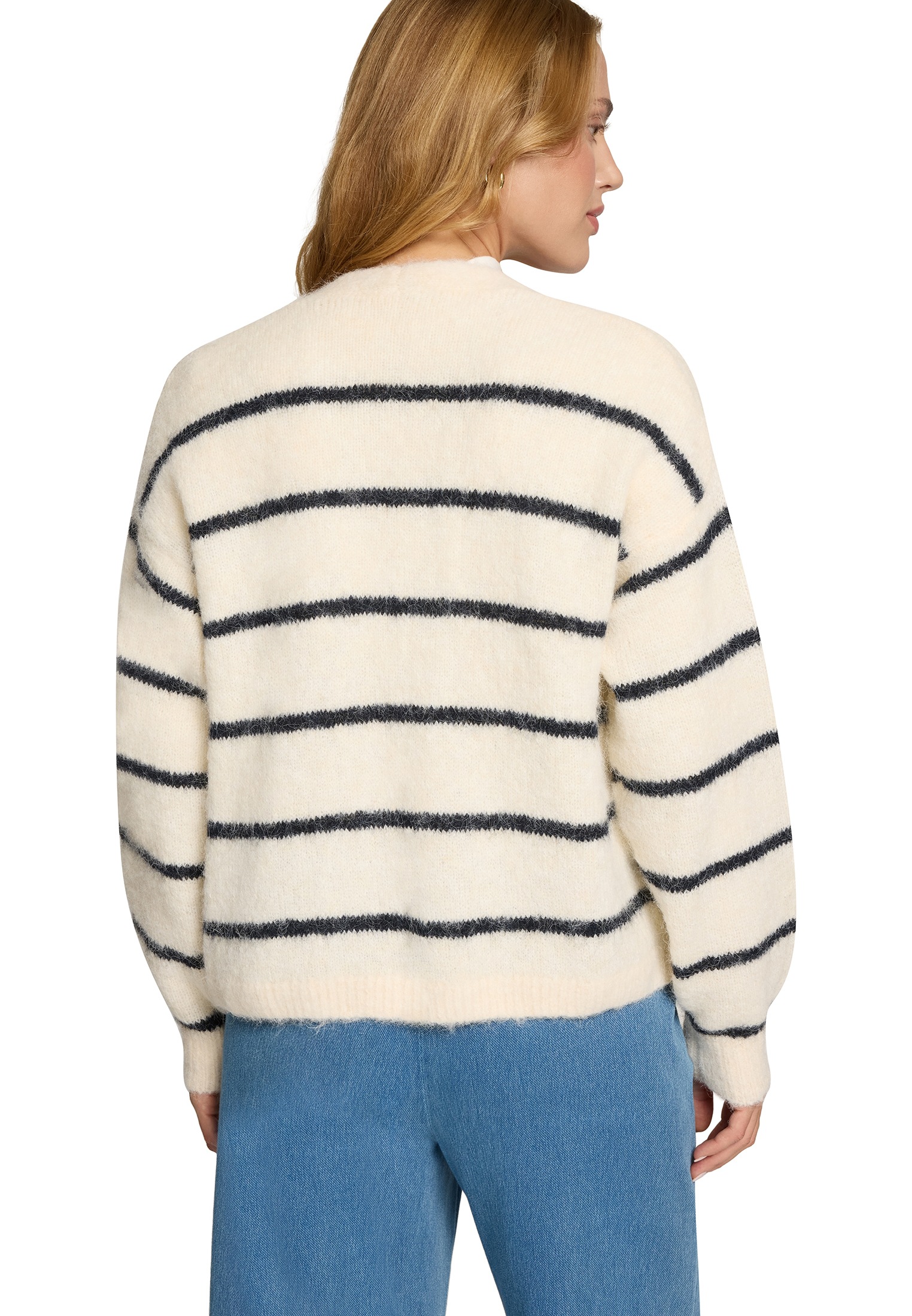 Zero Strickjacke »Strickjacke mit Streifen offener Style«