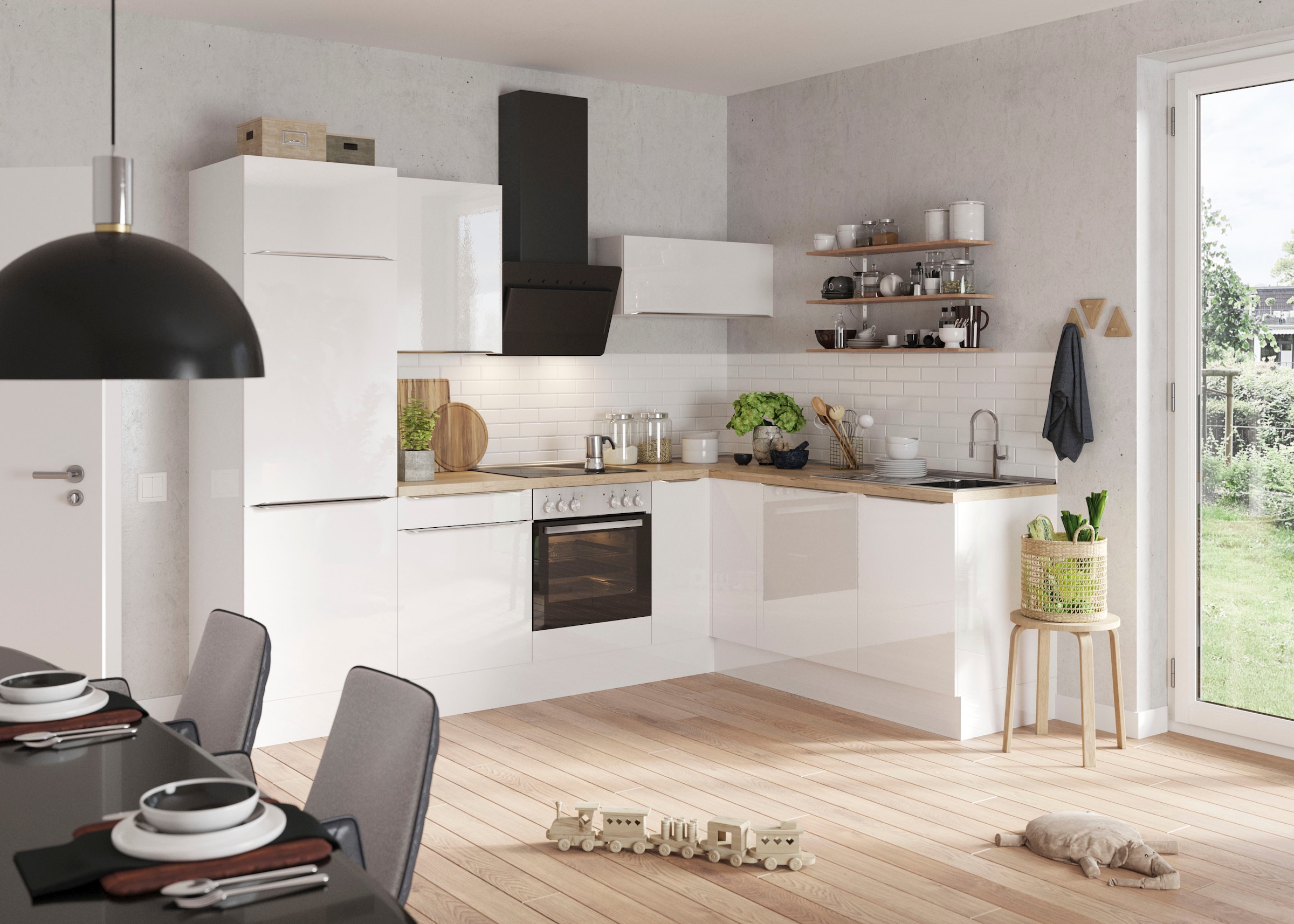 OPTIFIT Winkelküche »Aken«, mit E-Geräten, Stellbreite 200 x 270 cm