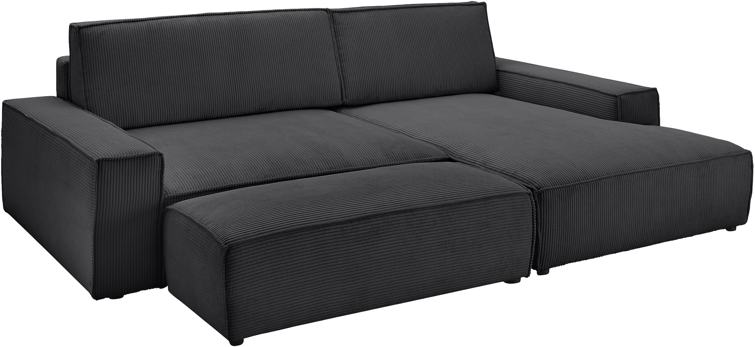 Home affaire Polsterecke »NEU: SHERWOOD XXL tief, L-Form mit Schlaffunktion, Big-Sofa mit Hocker« stellbar zum Schlafsofa (Krokodilverbinder), Cord, Leinenoptik,