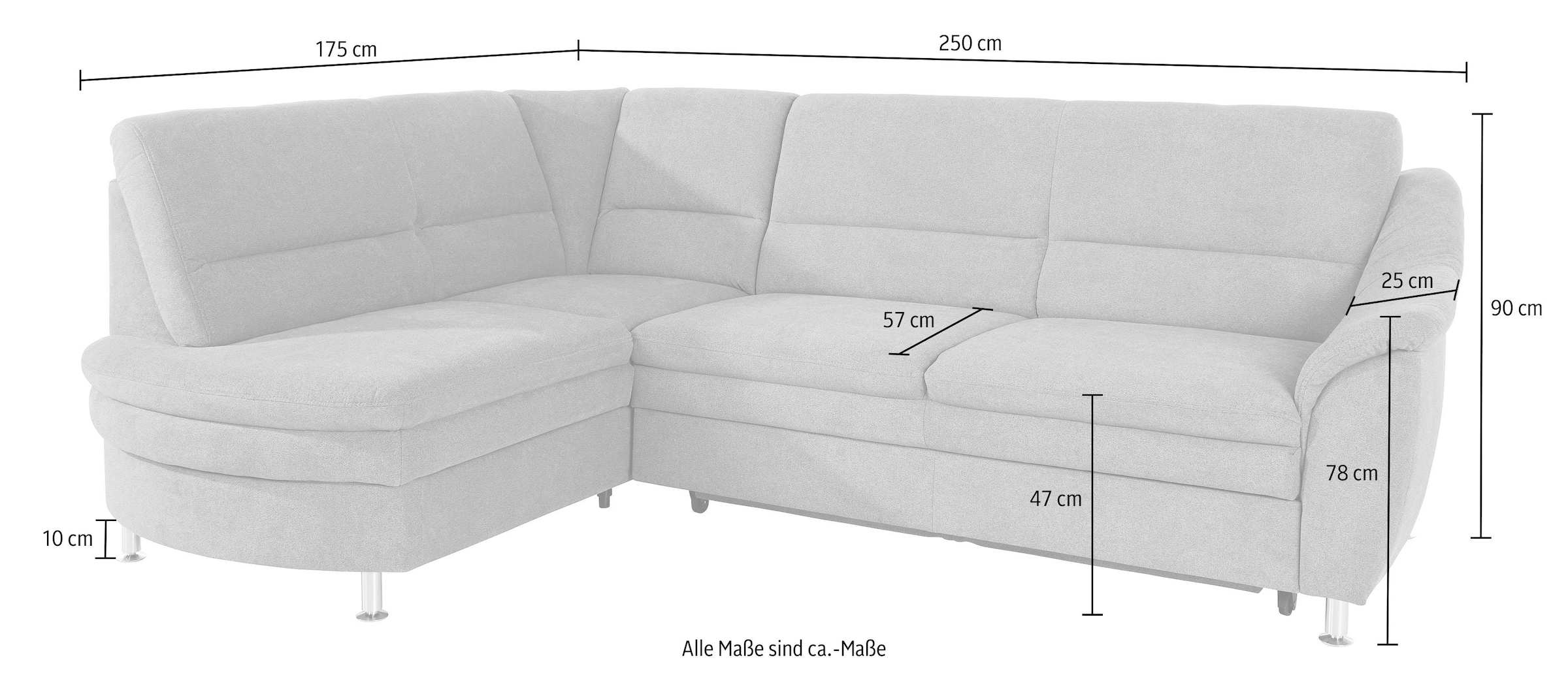Places of Style Ecksofa »Cardoso L-Form«, Federkern, wahlweise mit Bett, Schubkasten