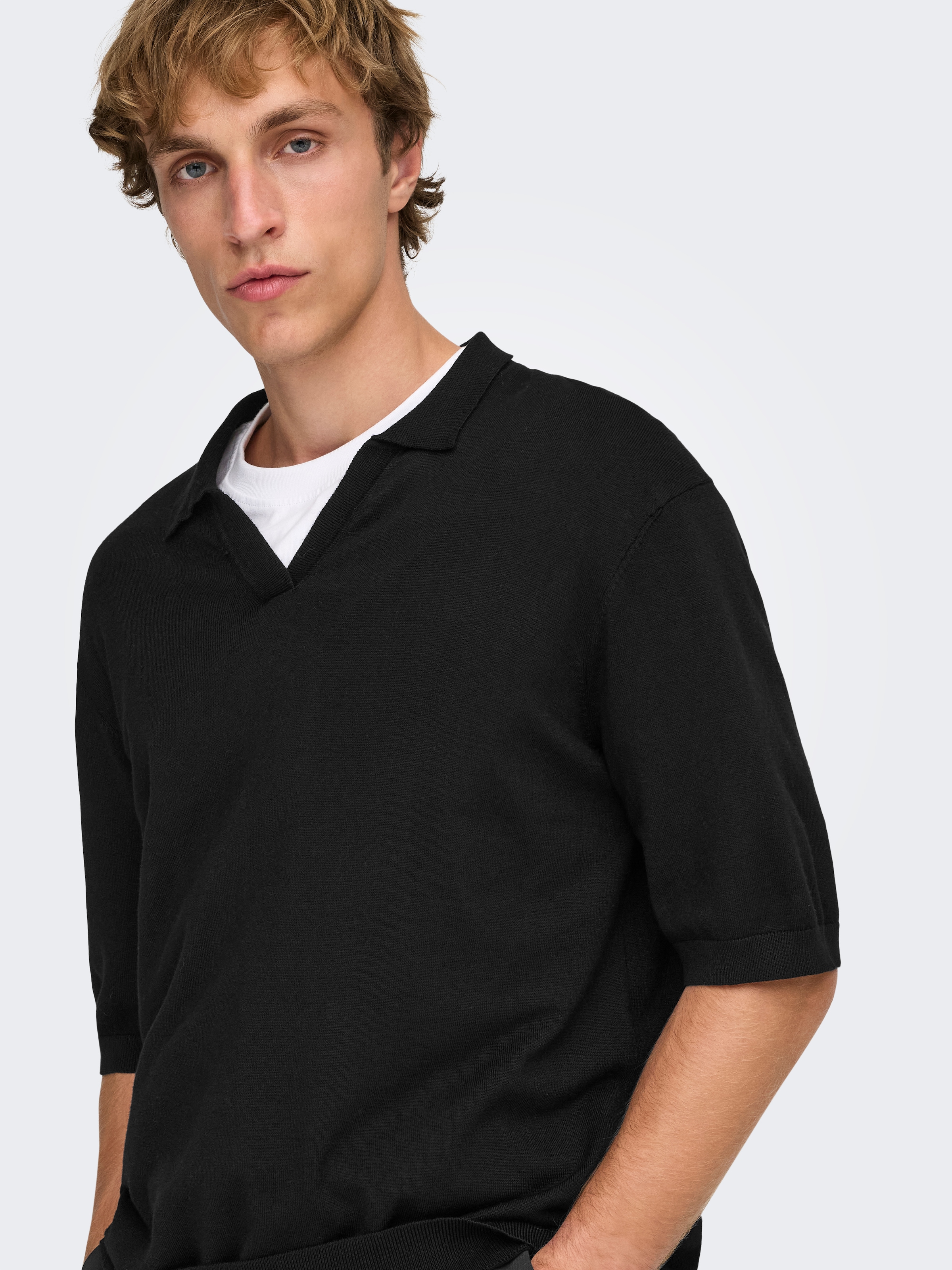ONLY & SONS Polokragenpullover »ONSWYLER LIFE RLX 12 SS SPLIT KNIT NOOS«