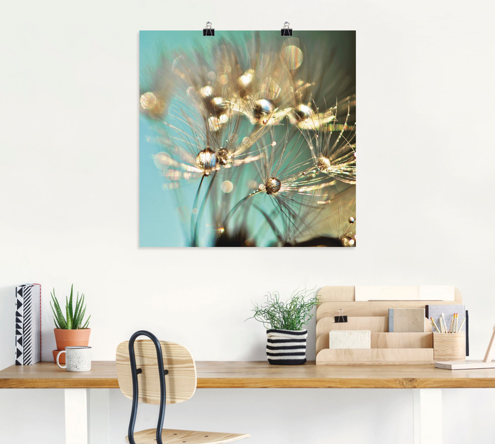 Artland Wandbild »Pusteblume glänzendes Gold« 1 Stk. tlg. als Alubild, Outdoorbild, Leinwandbild, Poster, Wandaufkleber