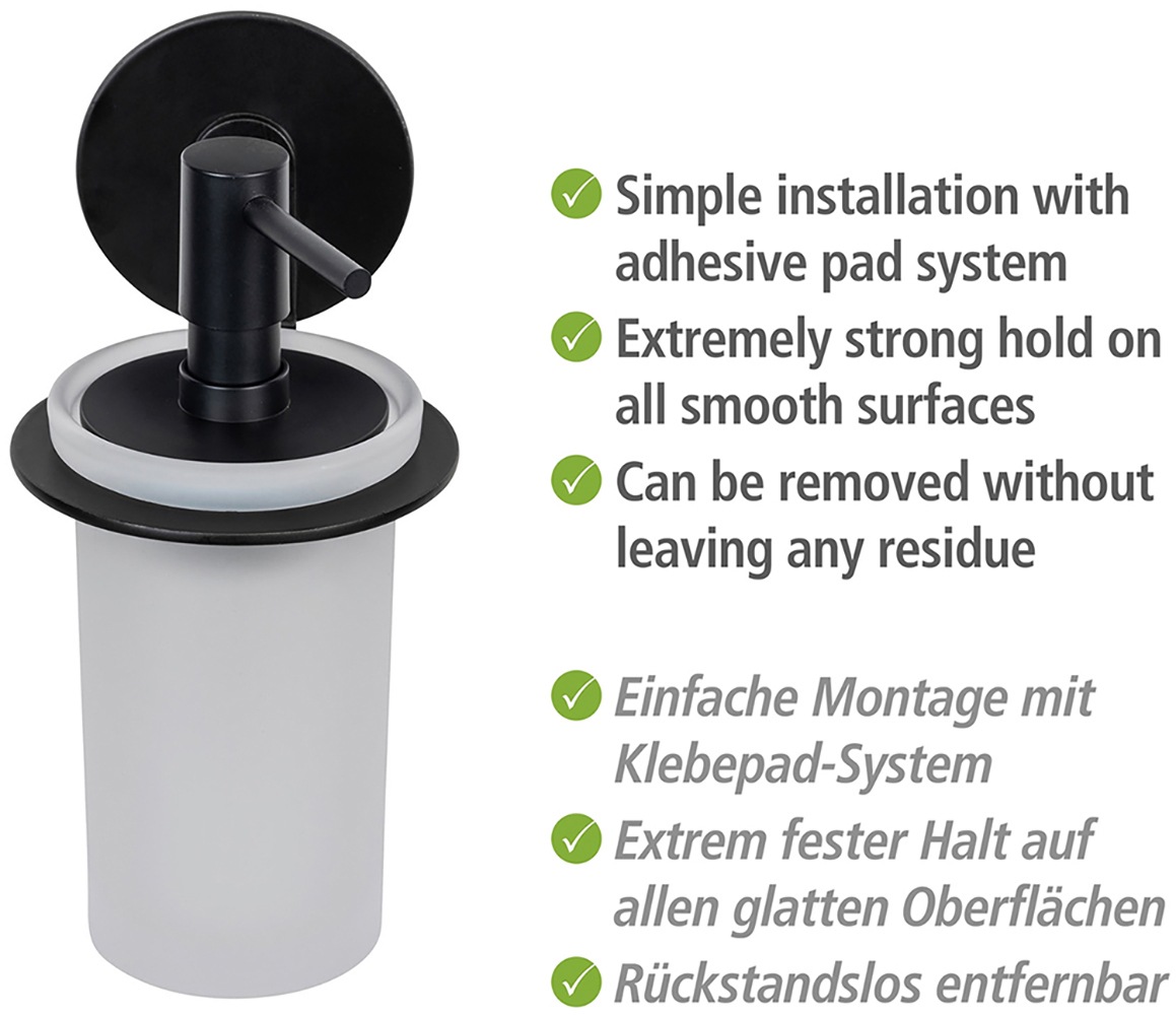 WENKO Seifenspender »Turbo-Loc® Modell Bivio«, Befestigen ohne Bohren, Aluminium-Halterung, 150 ml