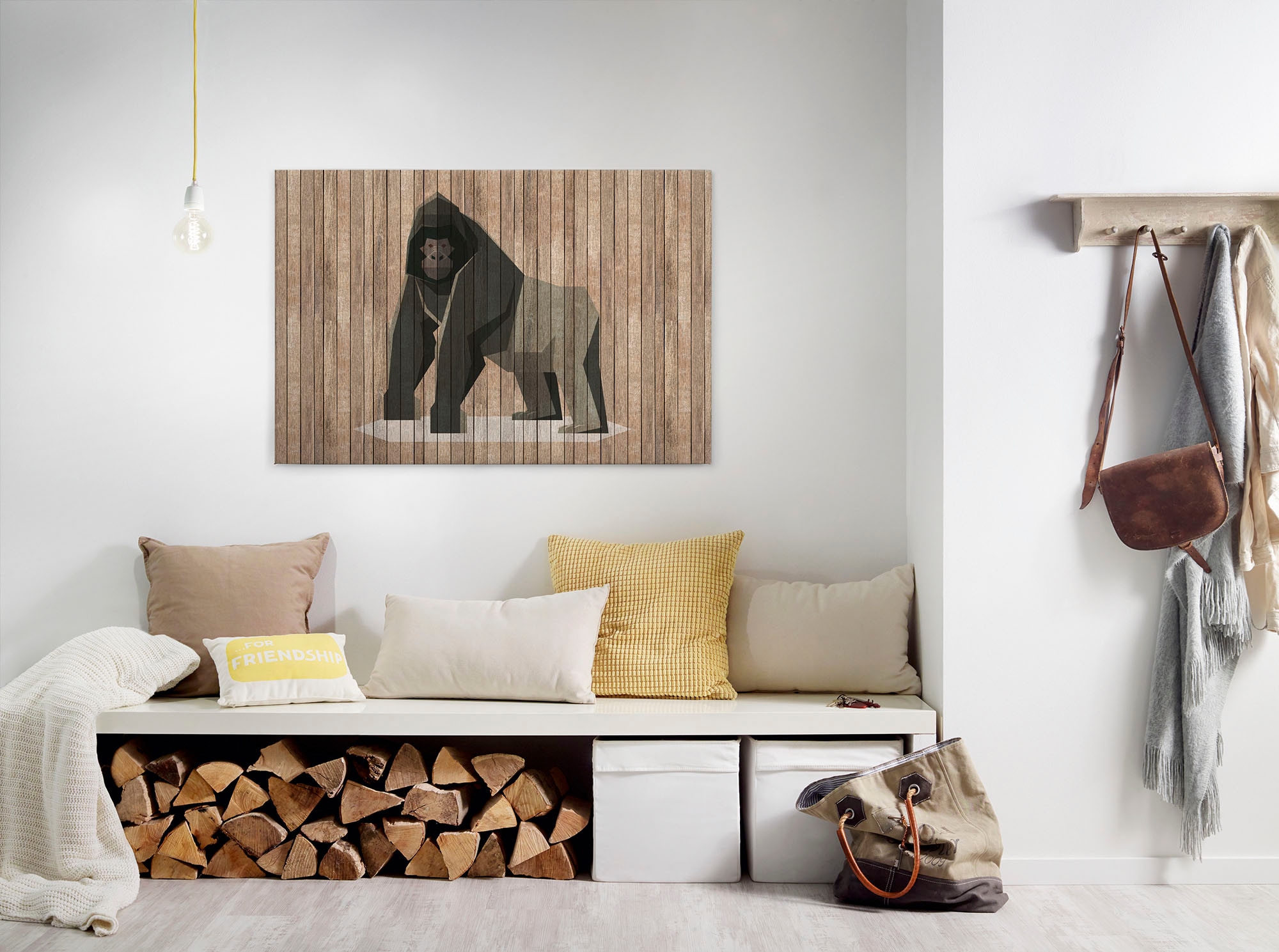 Leinwandbild »born to be wild 3«, Tiere, (1 St.), Keilrahmen Bild Holzoptik Gorilla Tiere