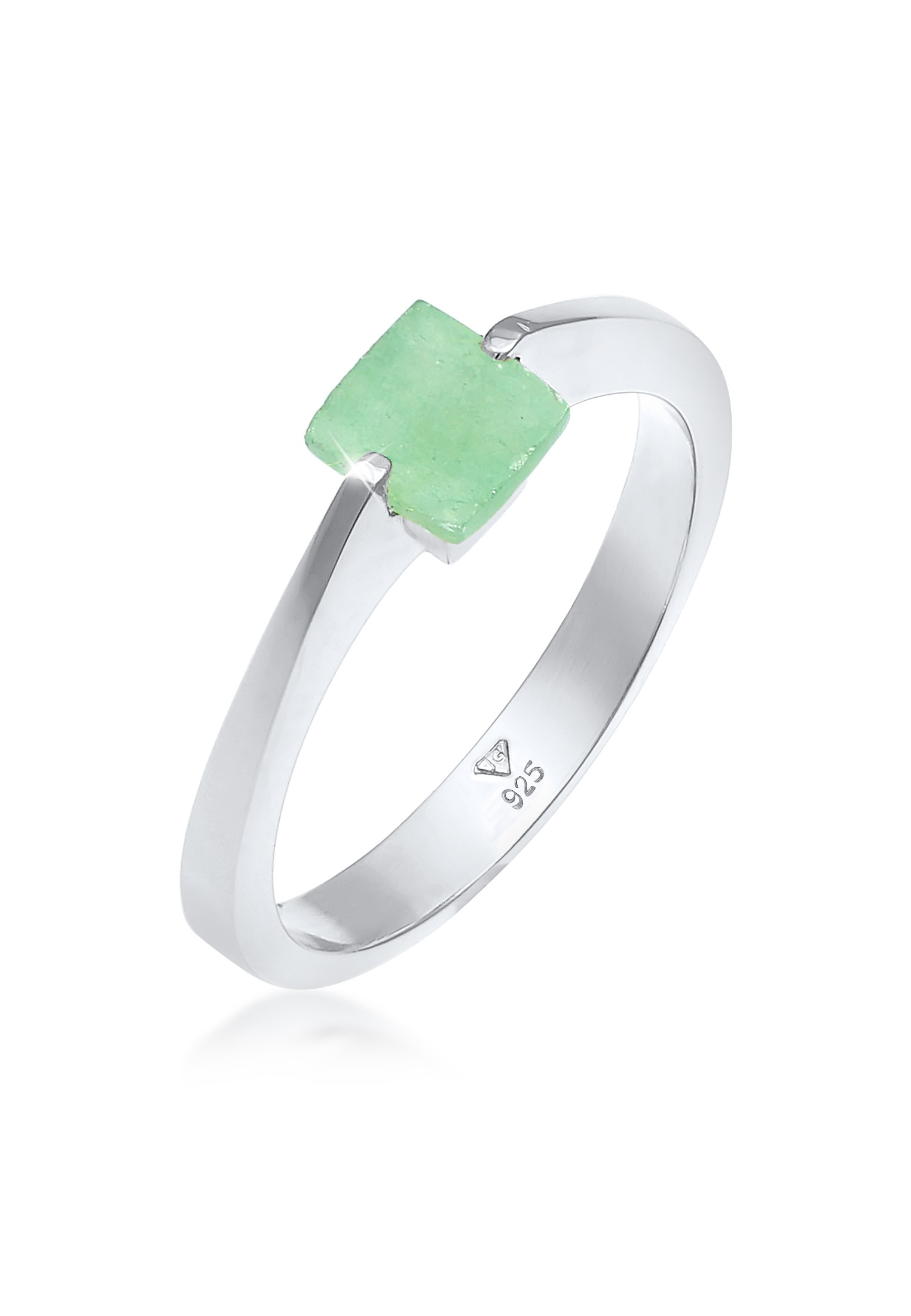 Elli Premium Silberring »Ring Jade Grün Dreieck klassik 925 Silber vergoldet«