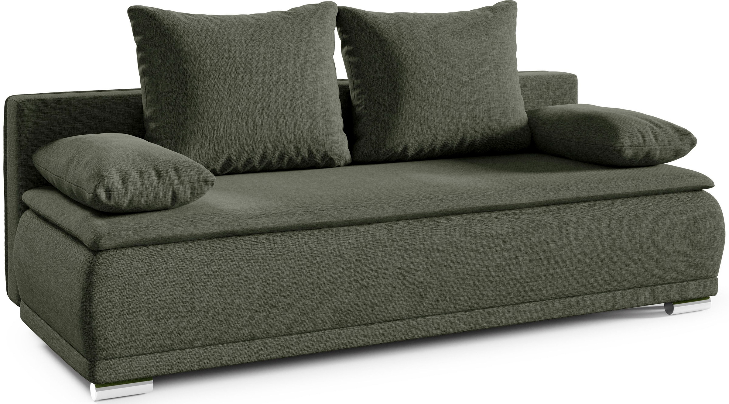 WERK2 Schlafsofa »Biggi, komfortabel & elegant, Schlaffunktion, Bettkasten, Breite 260cm«, inkl. losen Kissen, Struktur fein, weich BREEZE, Grün